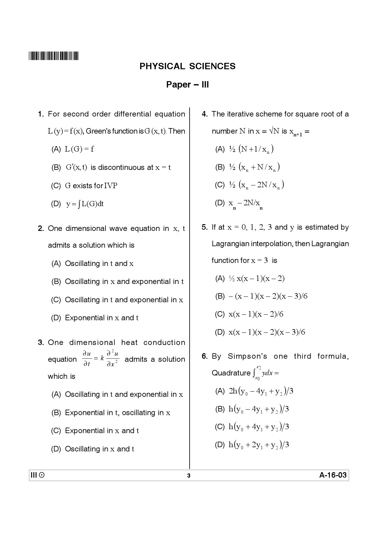 Telangana SET Physical Sciences 2012 Question Paper III 2