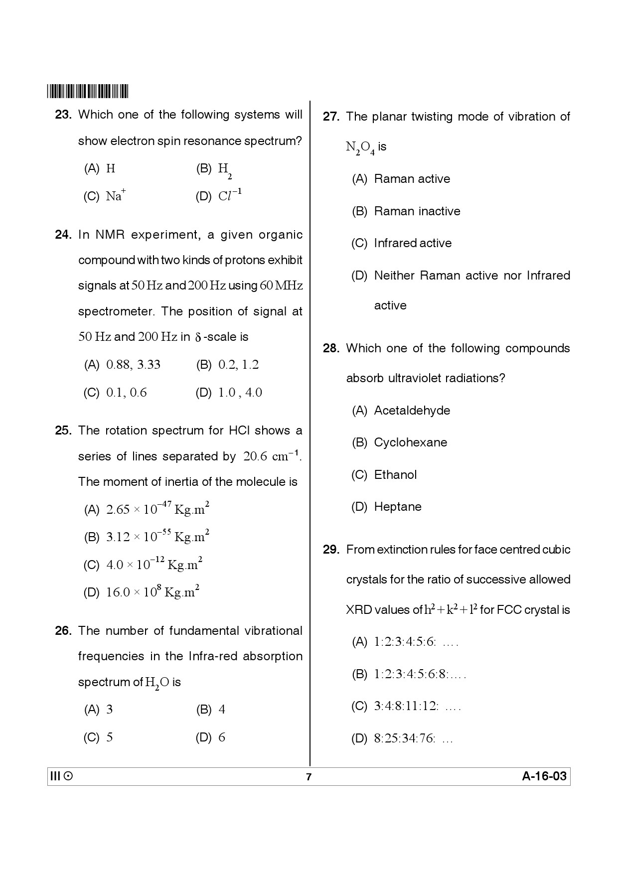 Telangana SET Physical Sciences 2012 Question Paper III 6