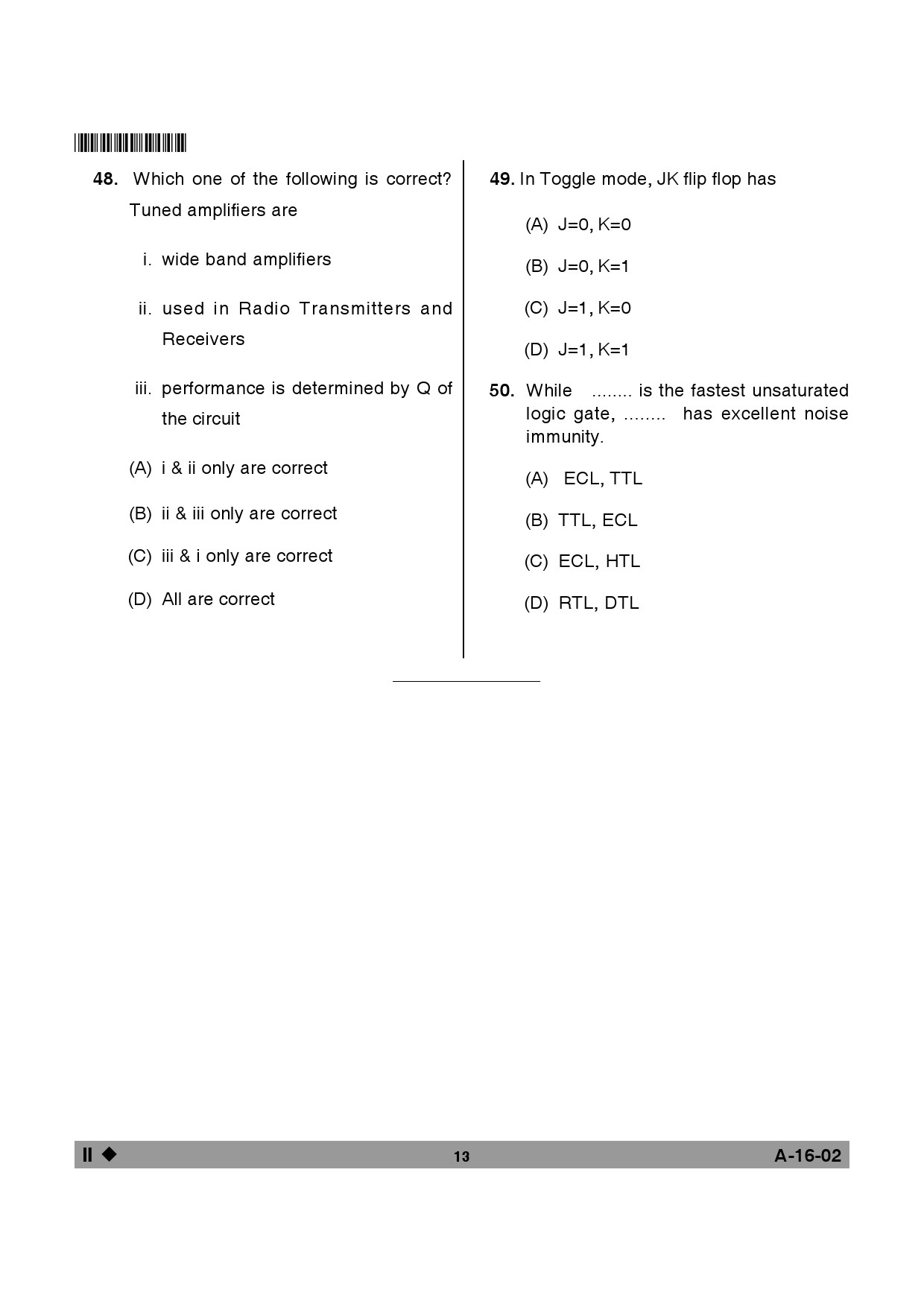 Telangana SET Physical Sciences 2013 Question Paper II 12