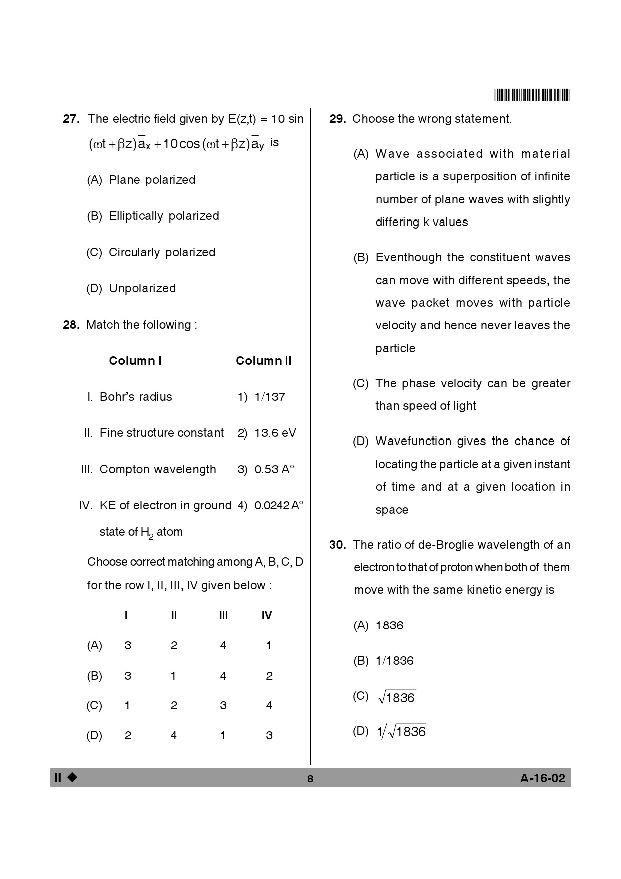 Telangana SET Physical Sciences 2013 Question Paper II 7