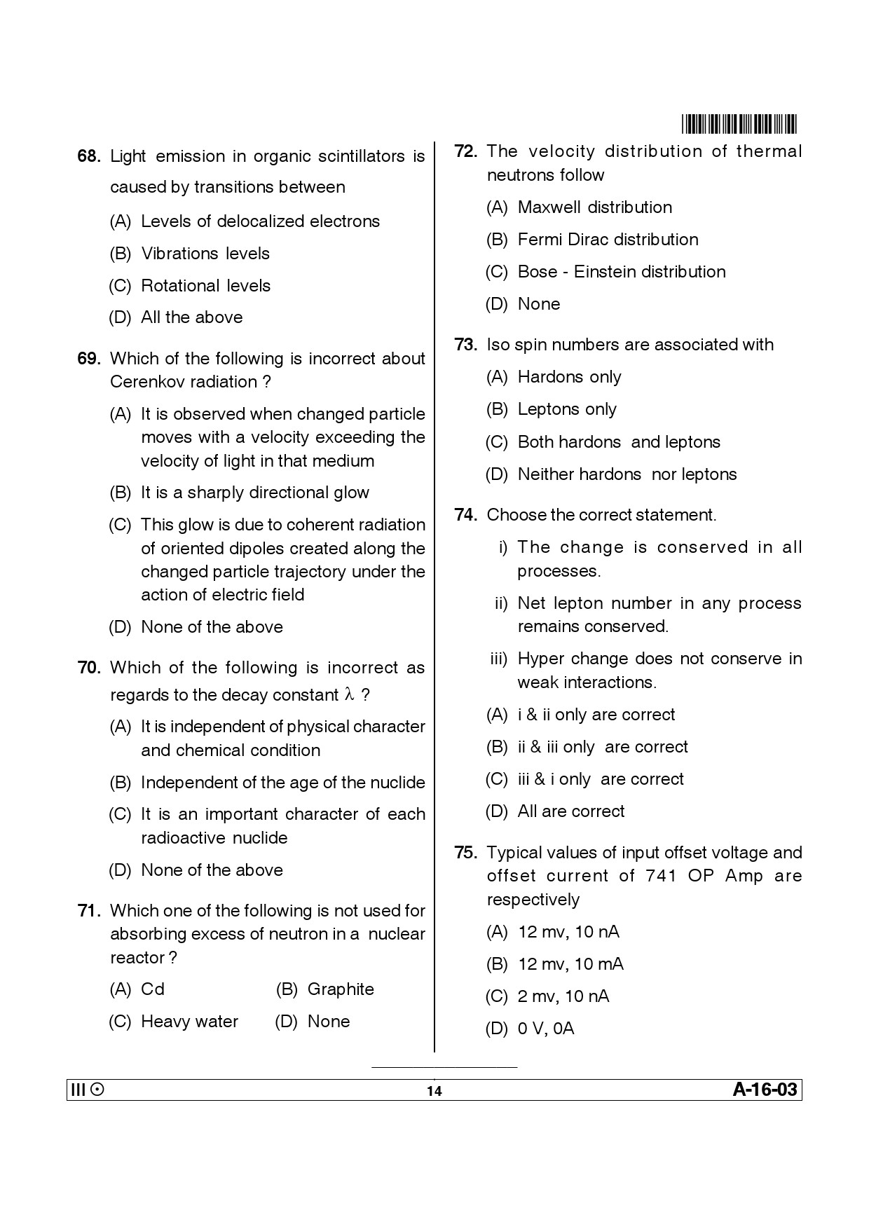 Telangana SET Physical Sciences 2013 Question Paper III 13