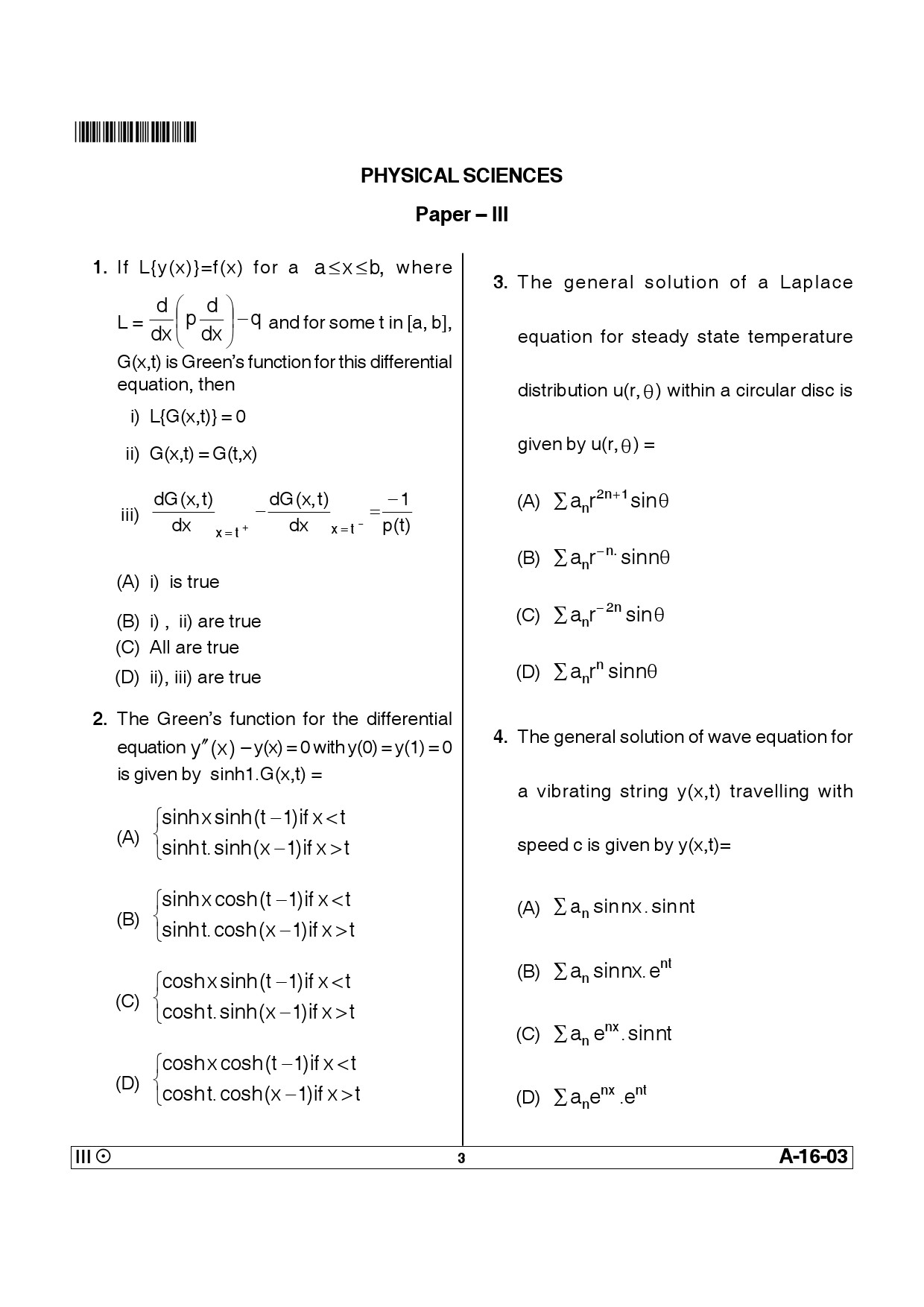 Telangana SET Physical Sciences 2013 Question Paper III 2