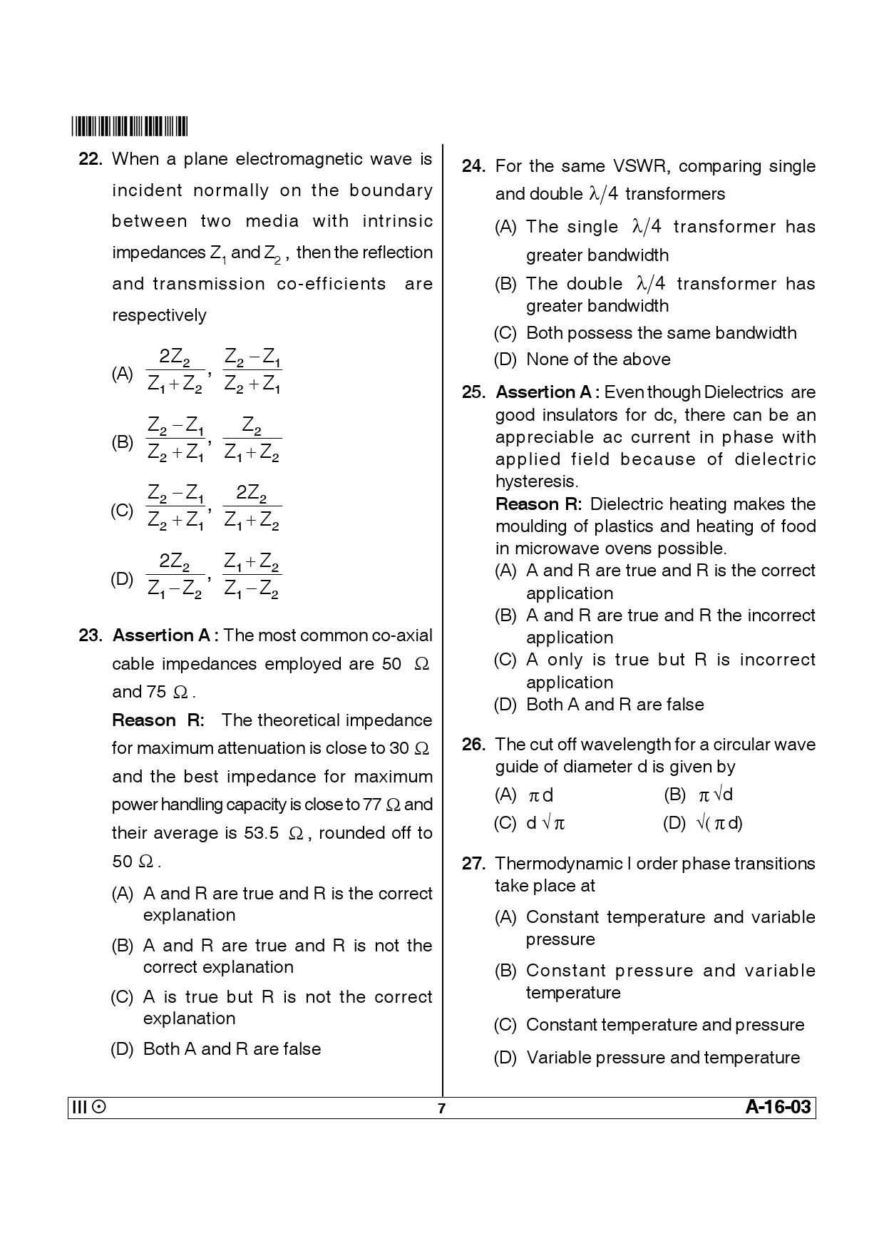 Telangana SET Physical Sciences 2013 Question Paper III 6