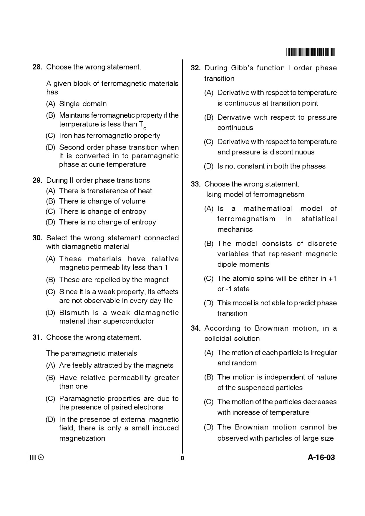 Telangana SET Physical Sciences 2013 Question Paper III 7