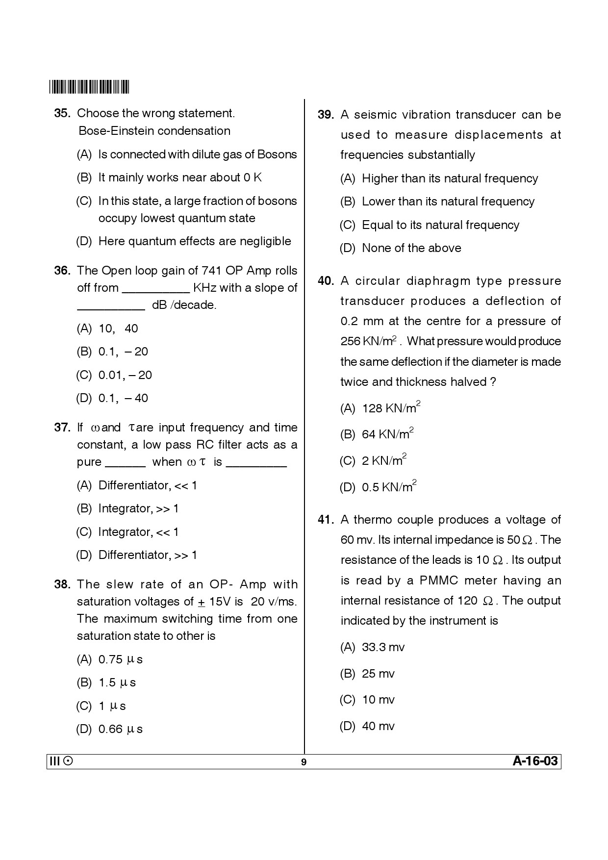 Telangana SET Physical Sciences 2013 Question Paper III 8