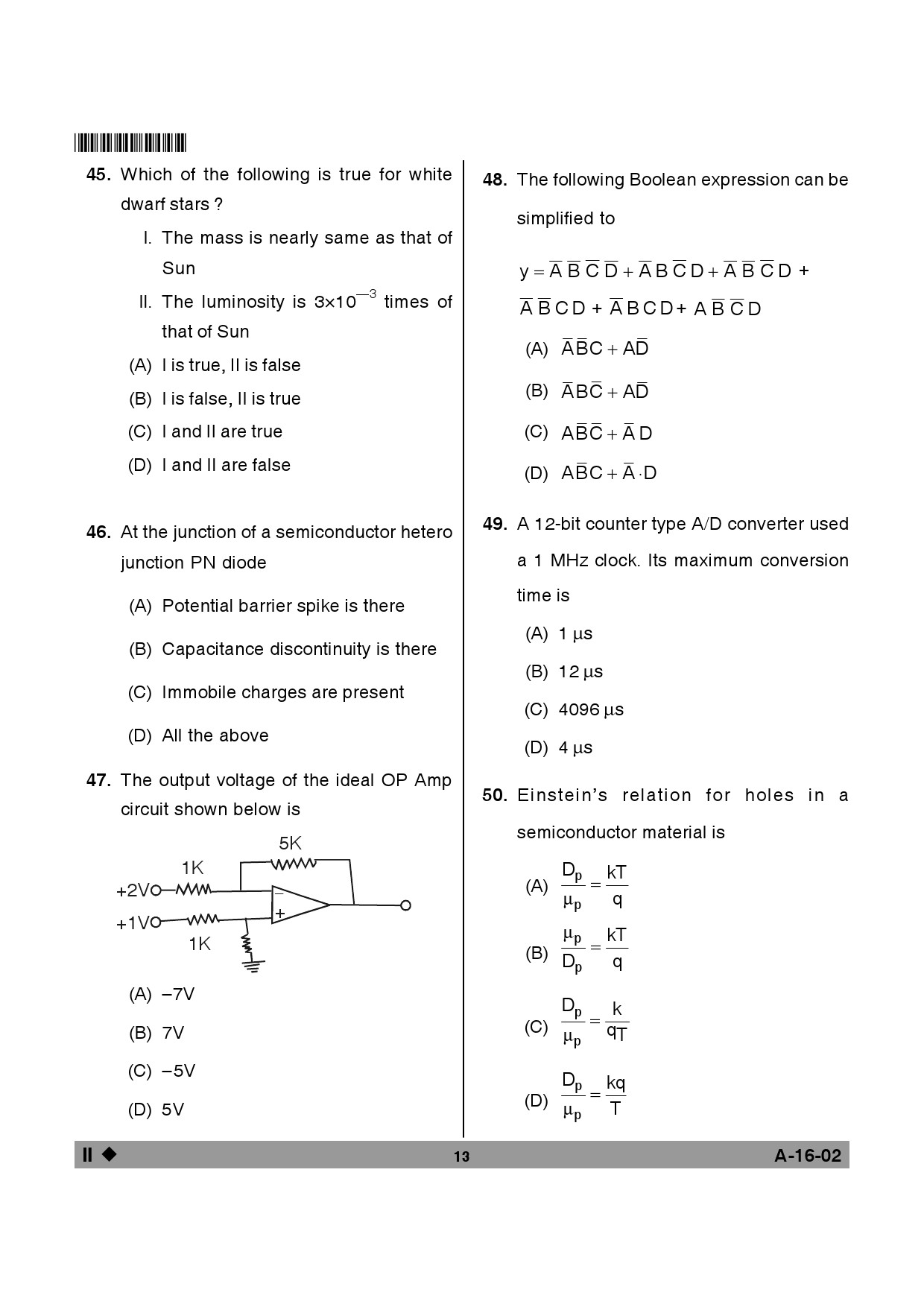 Telangana SET Physical Sciences 2014 Question Paper II 12