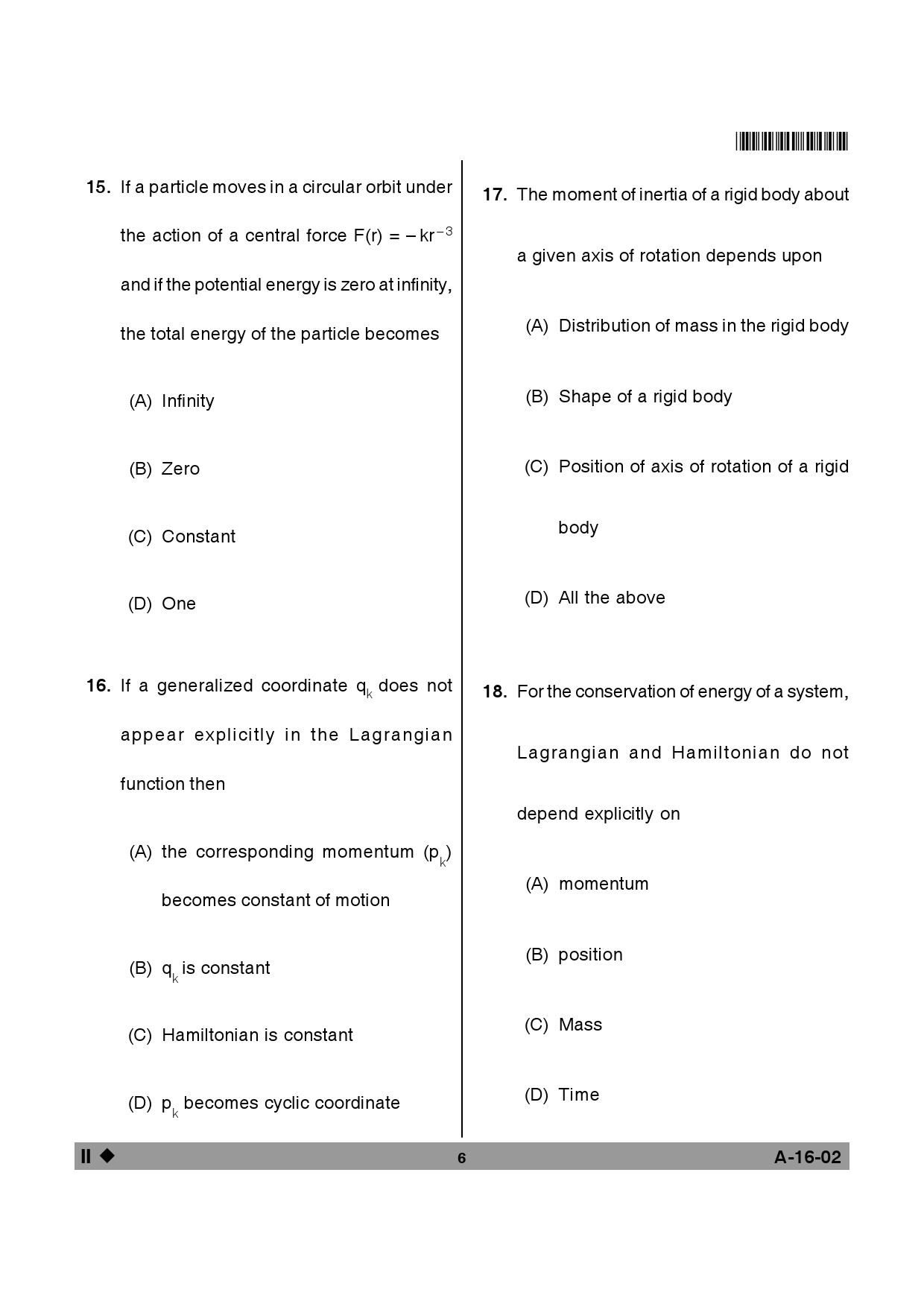 Telangana SET Physical Sciences 2014 Question Paper II 5