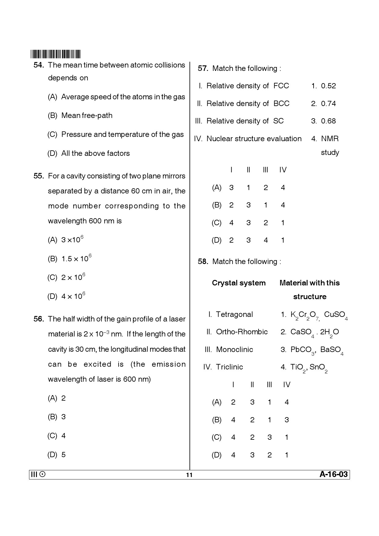 Telangana SET Physical Sciences 2014 Question Paper III 10