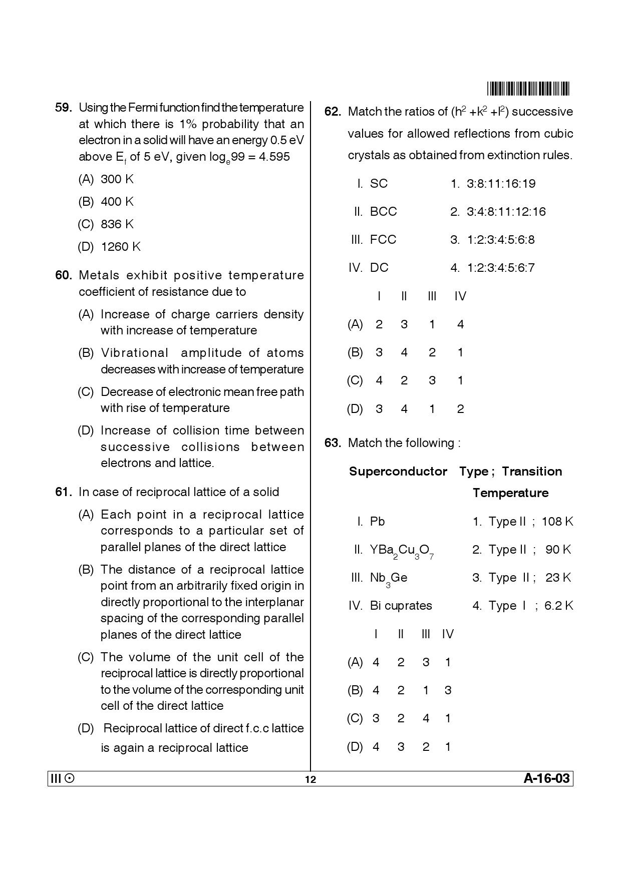 Telangana SET Physical Sciences 2014 Question Paper III 11