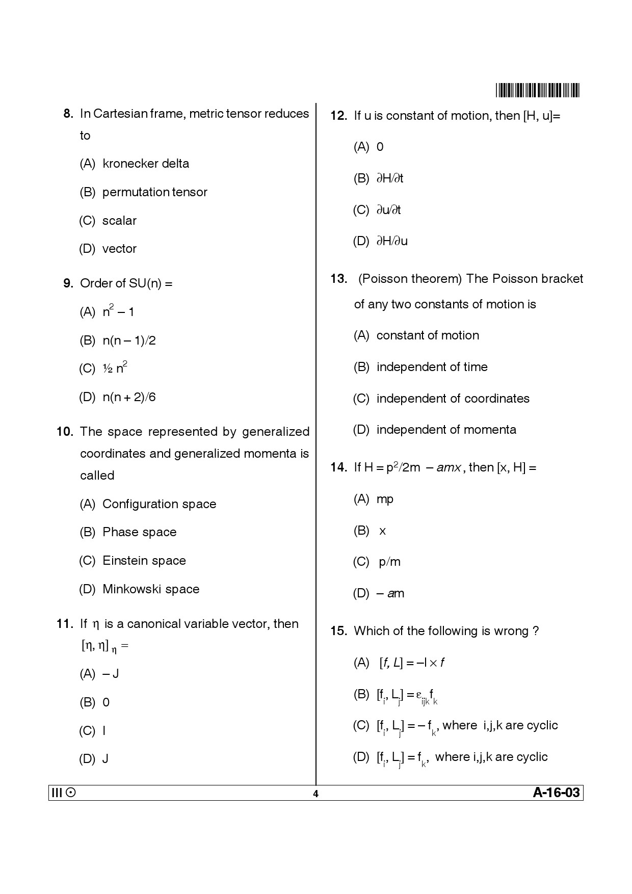 Telangana SET Physical Sciences 2014 Question Paper III 3