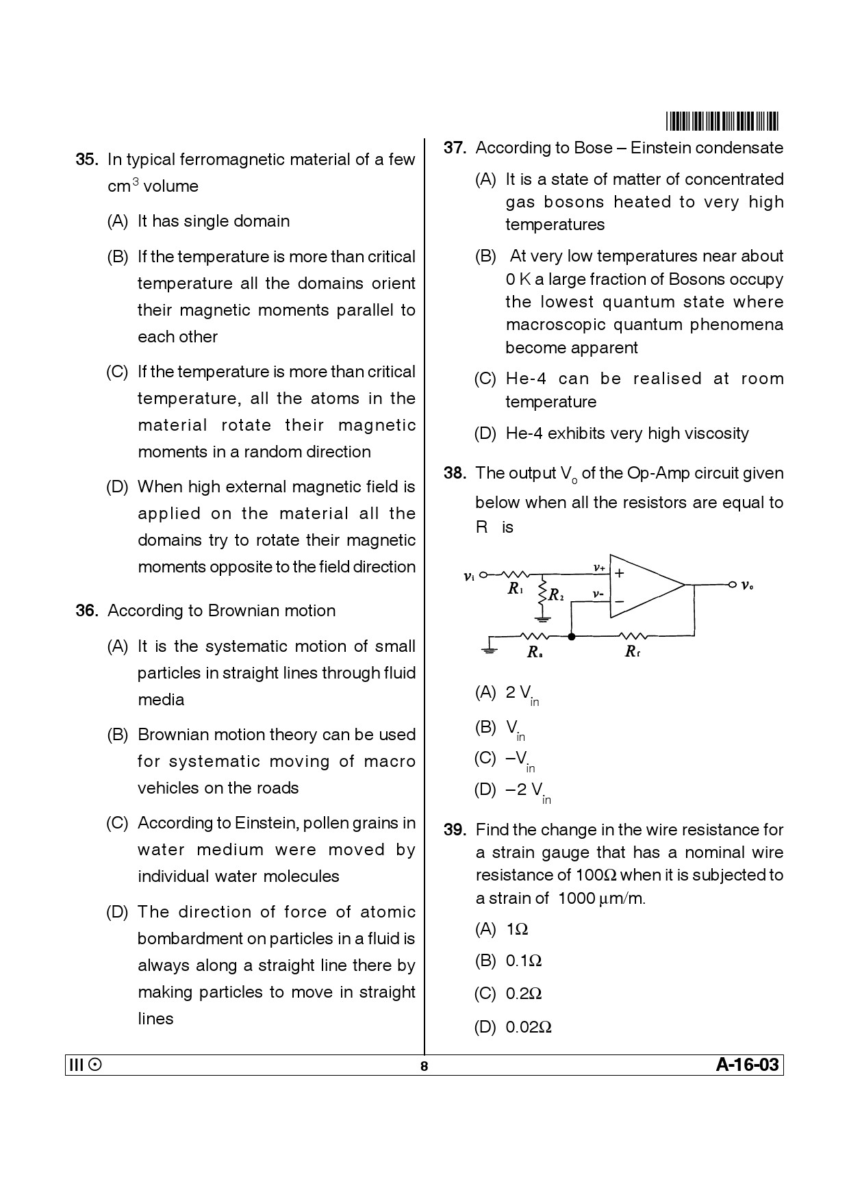 Telangana SET Physical Sciences 2014 Question Paper III 7