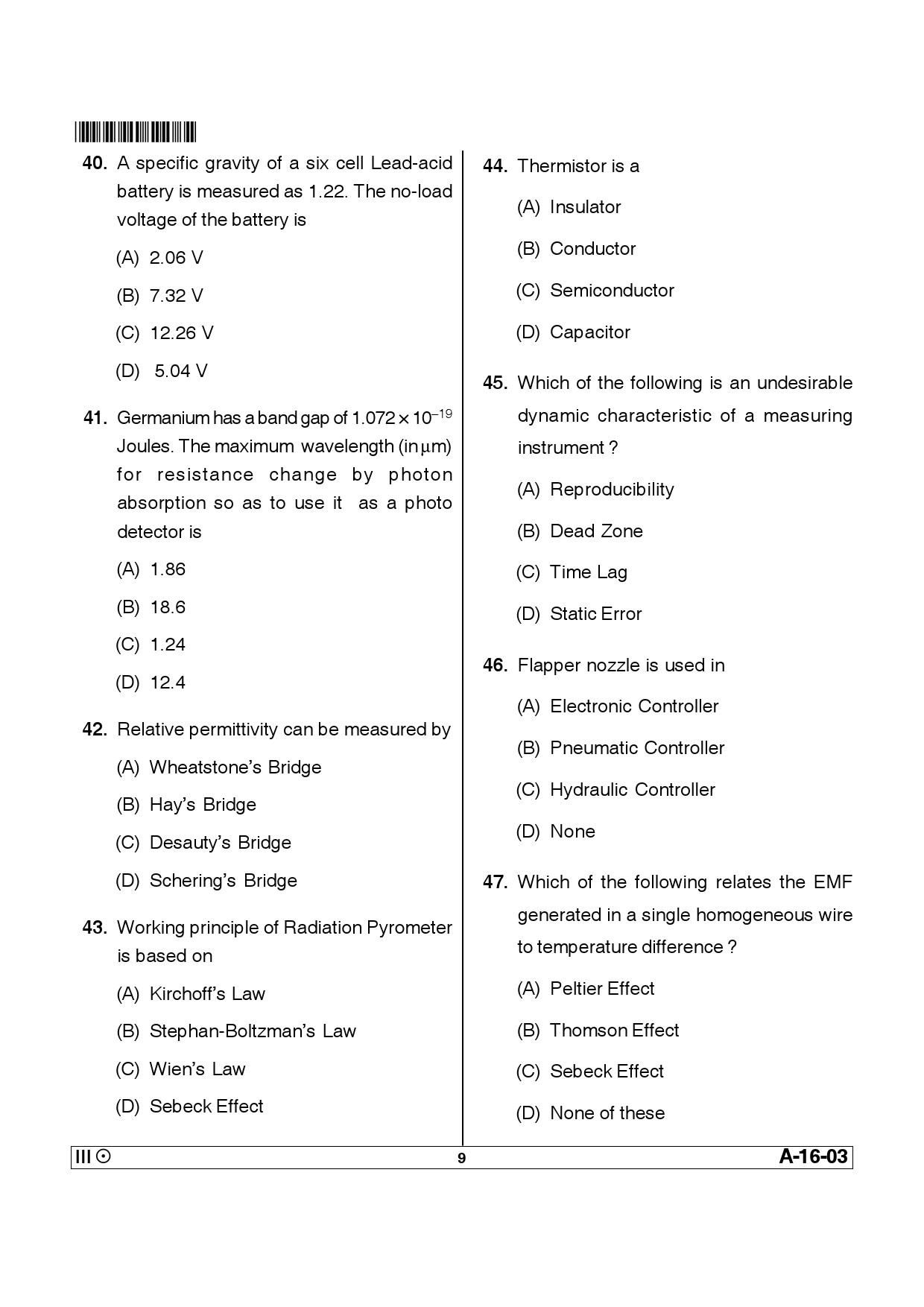 Telangana SET Physical Sciences 2014 Question Paper III 8