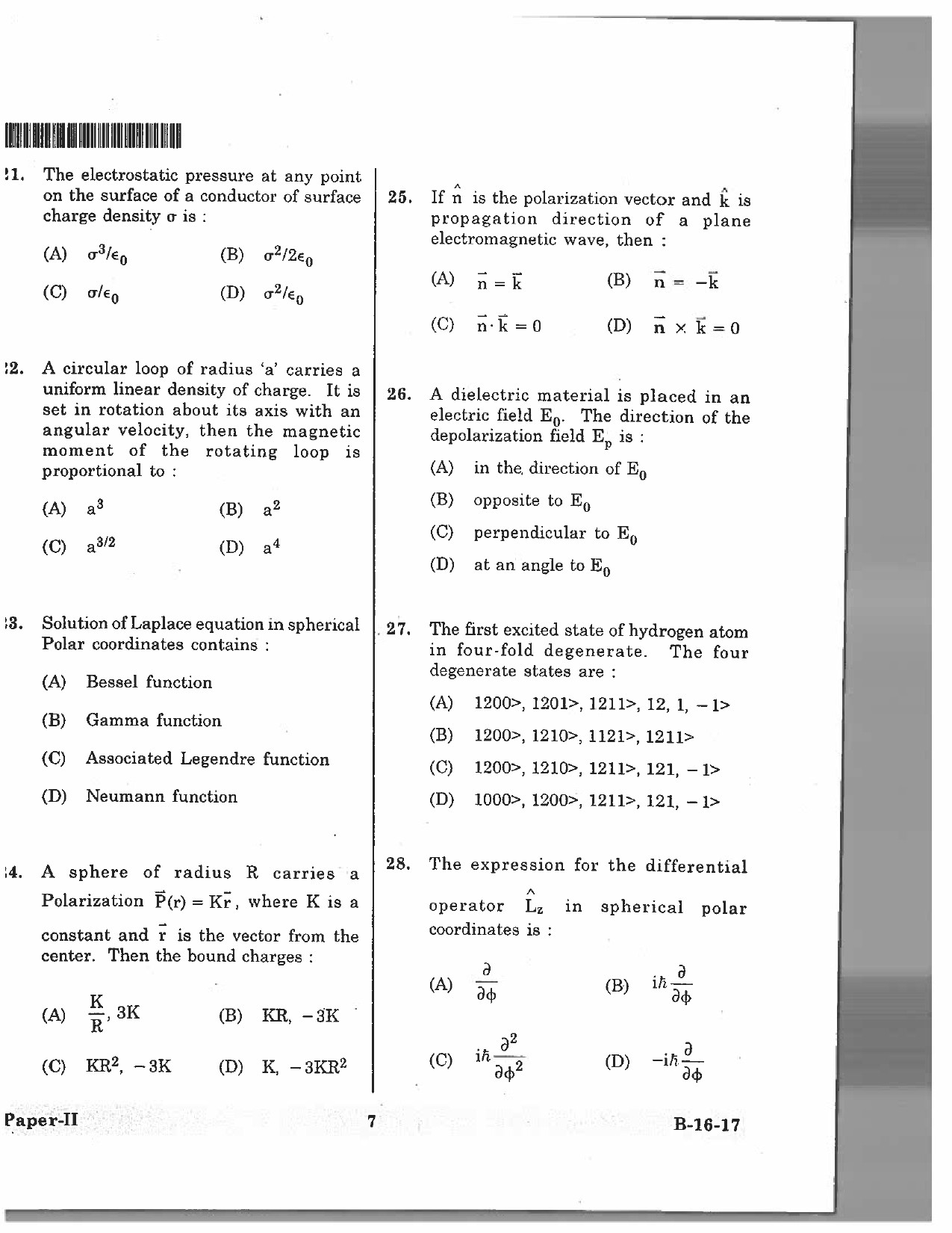 Telangana SET Physical Sciences 2017 Question Paper II 6