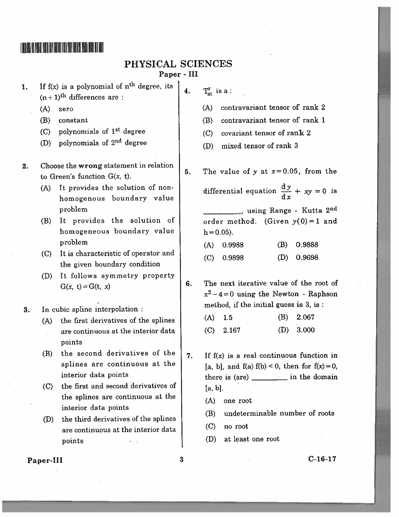 Telangana SET Physical Sciences 2017 Question Paper III 2