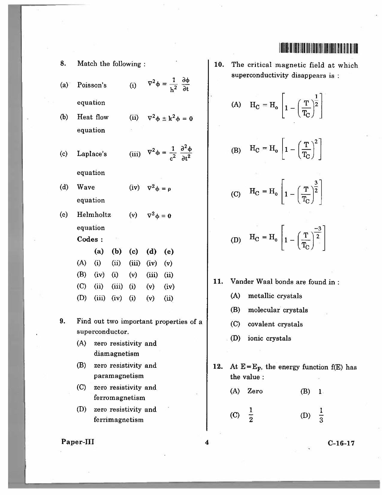 Telangana SET Physical Sciences 2017 Question Paper III 3