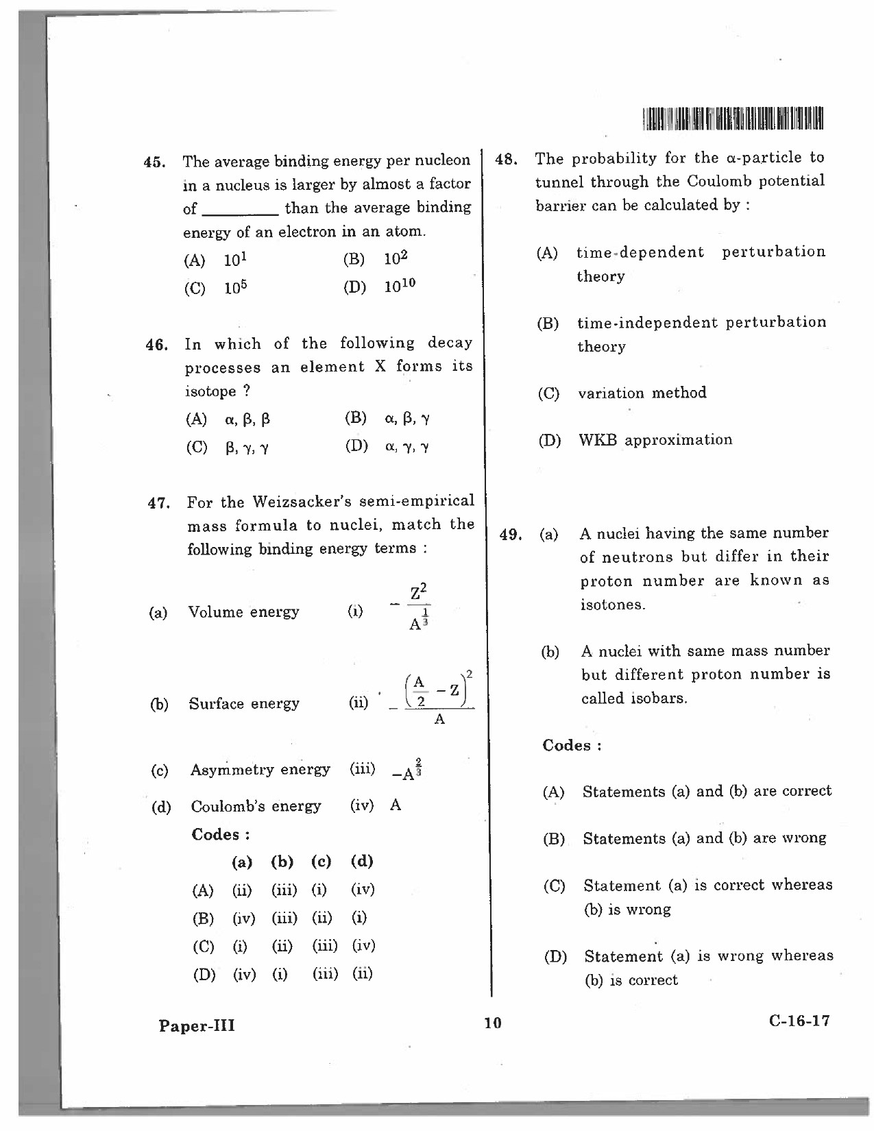 Telangana SET Physical Sciences 2017 Question Paper III 9