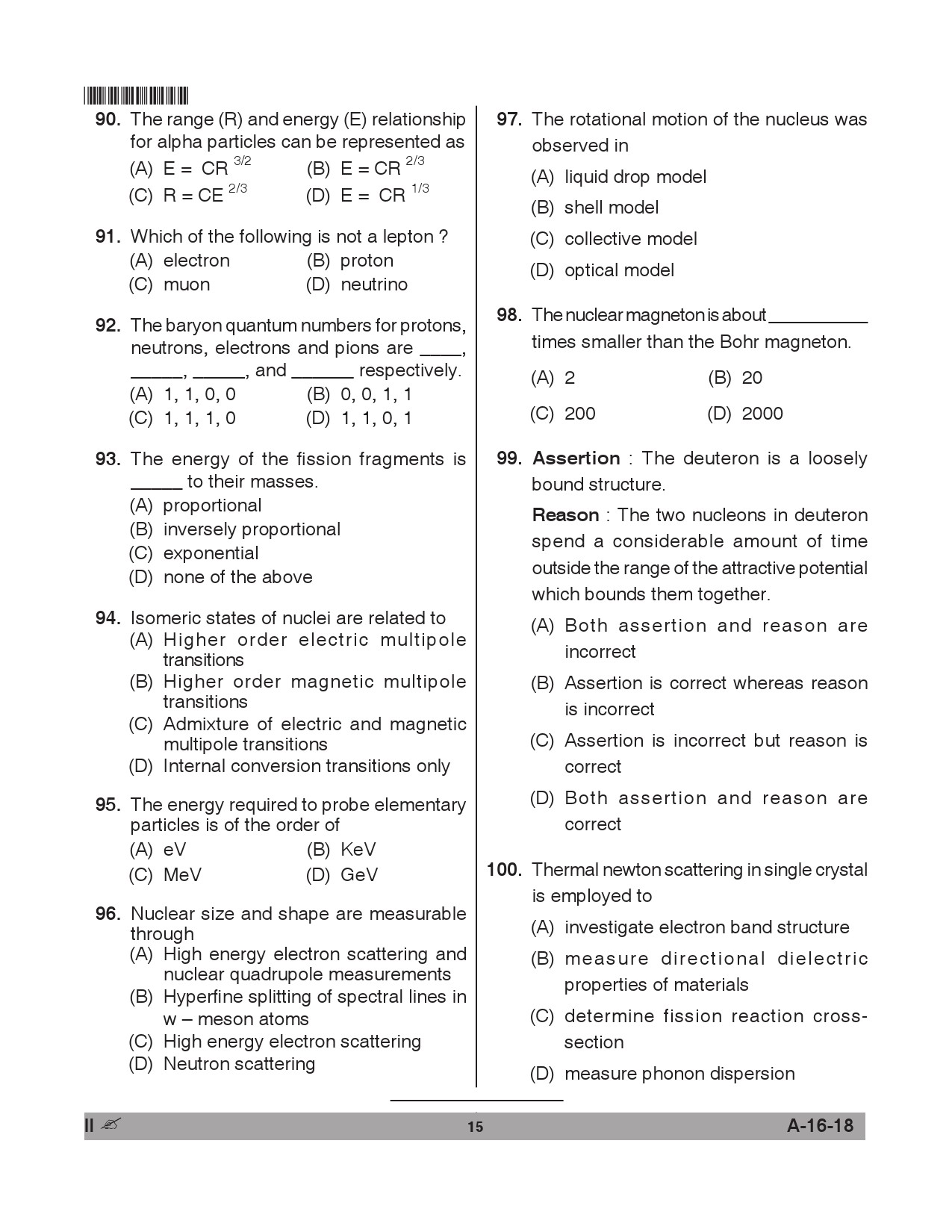 Telangana SET Physical Sciences 2018 Question Paper II 14