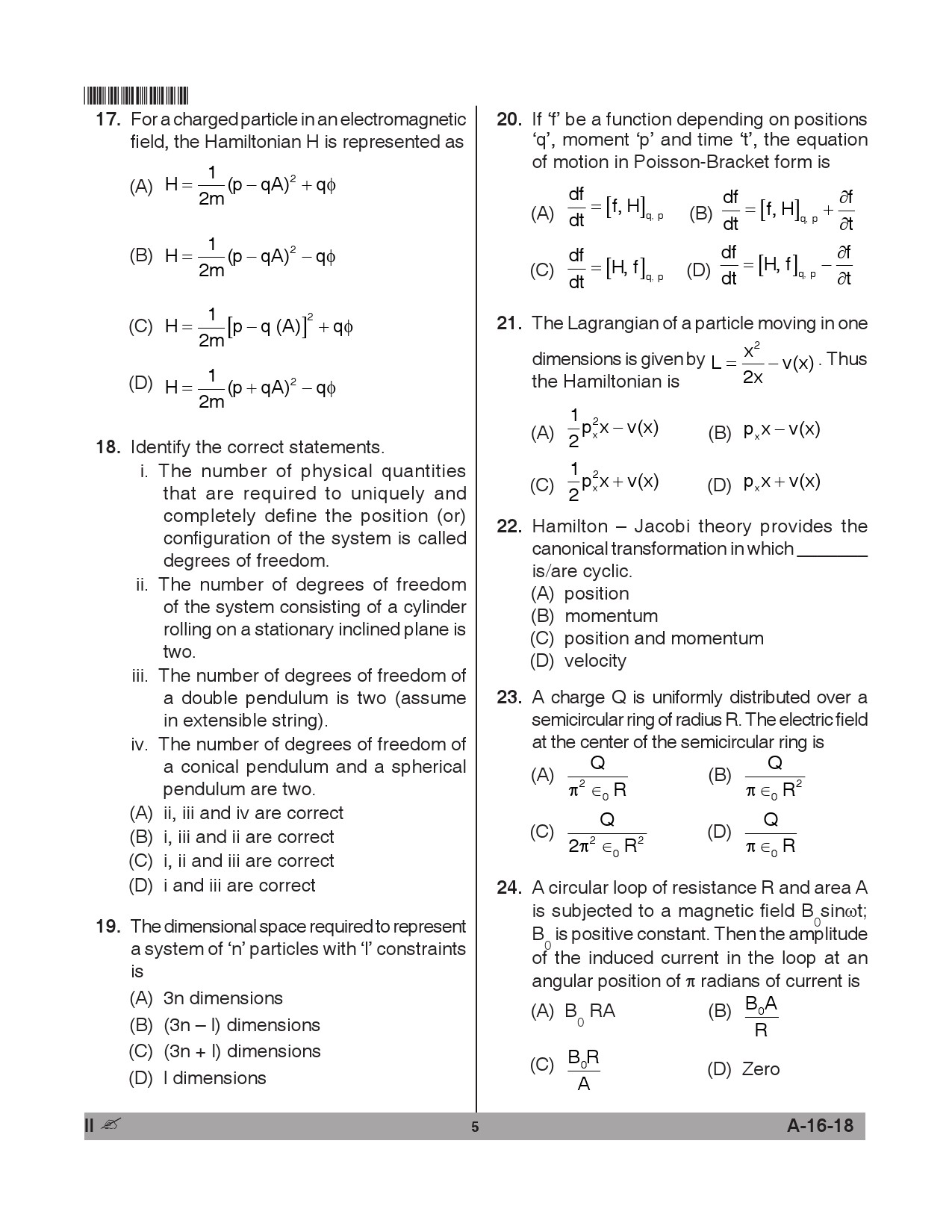 Telangana SET Physical Sciences 2018 Question Paper II 4