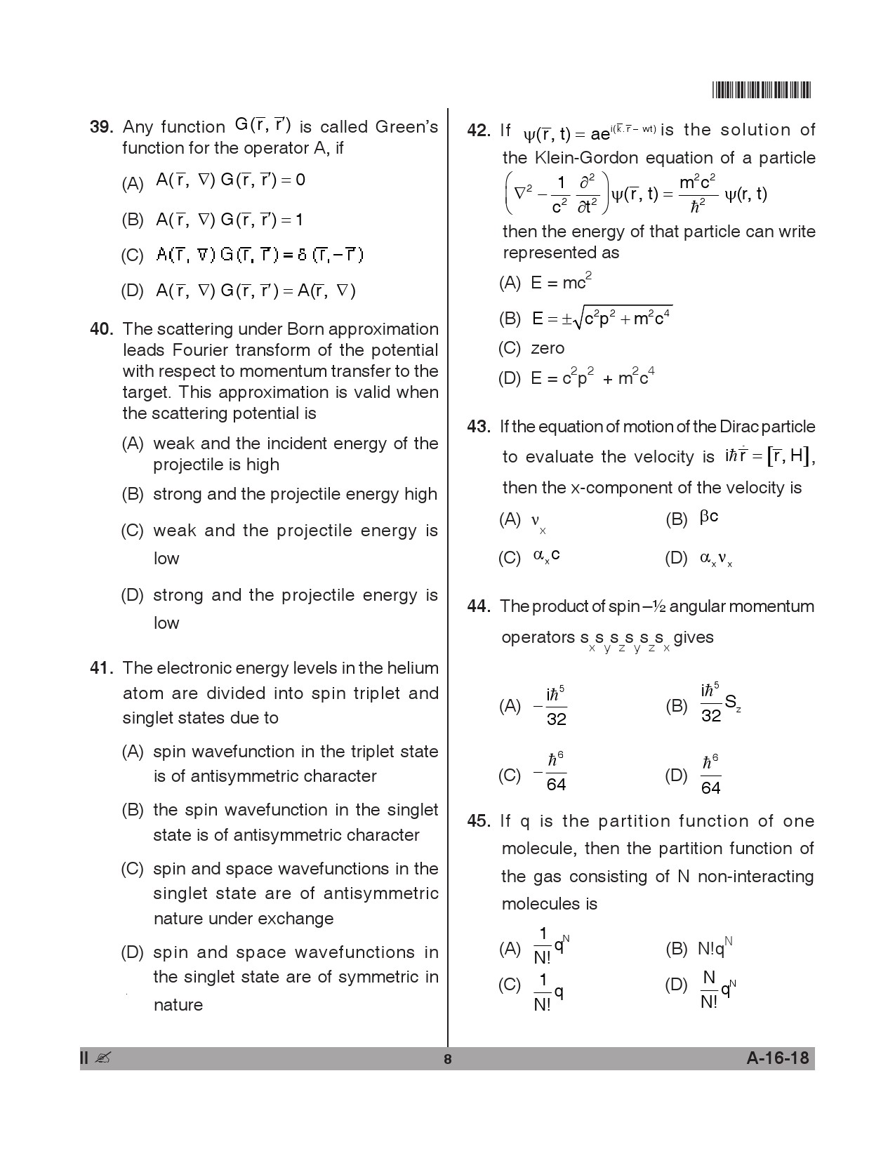 Telangana SET Physical Sciences 2018 Question Paper II 7