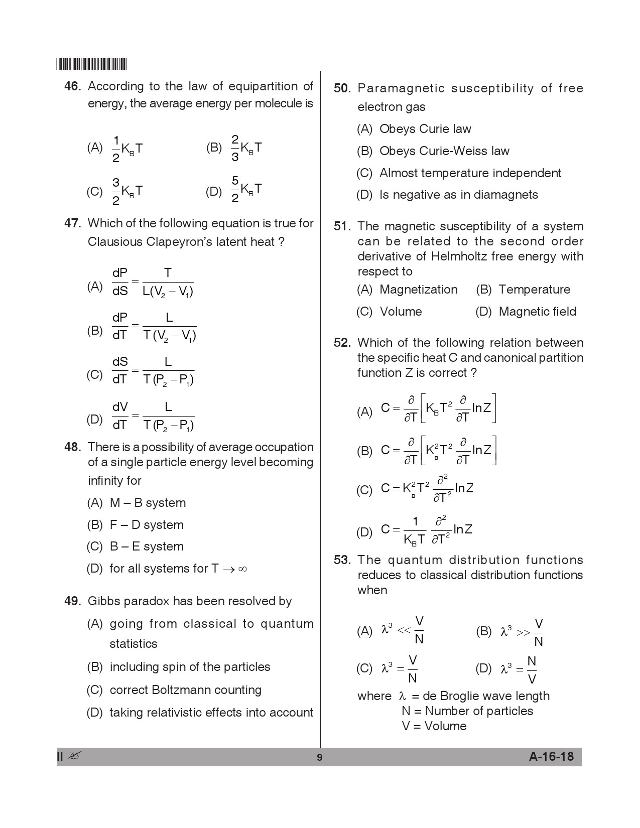 Telangana SET Physical Sciences 2018 Question Paper II 8