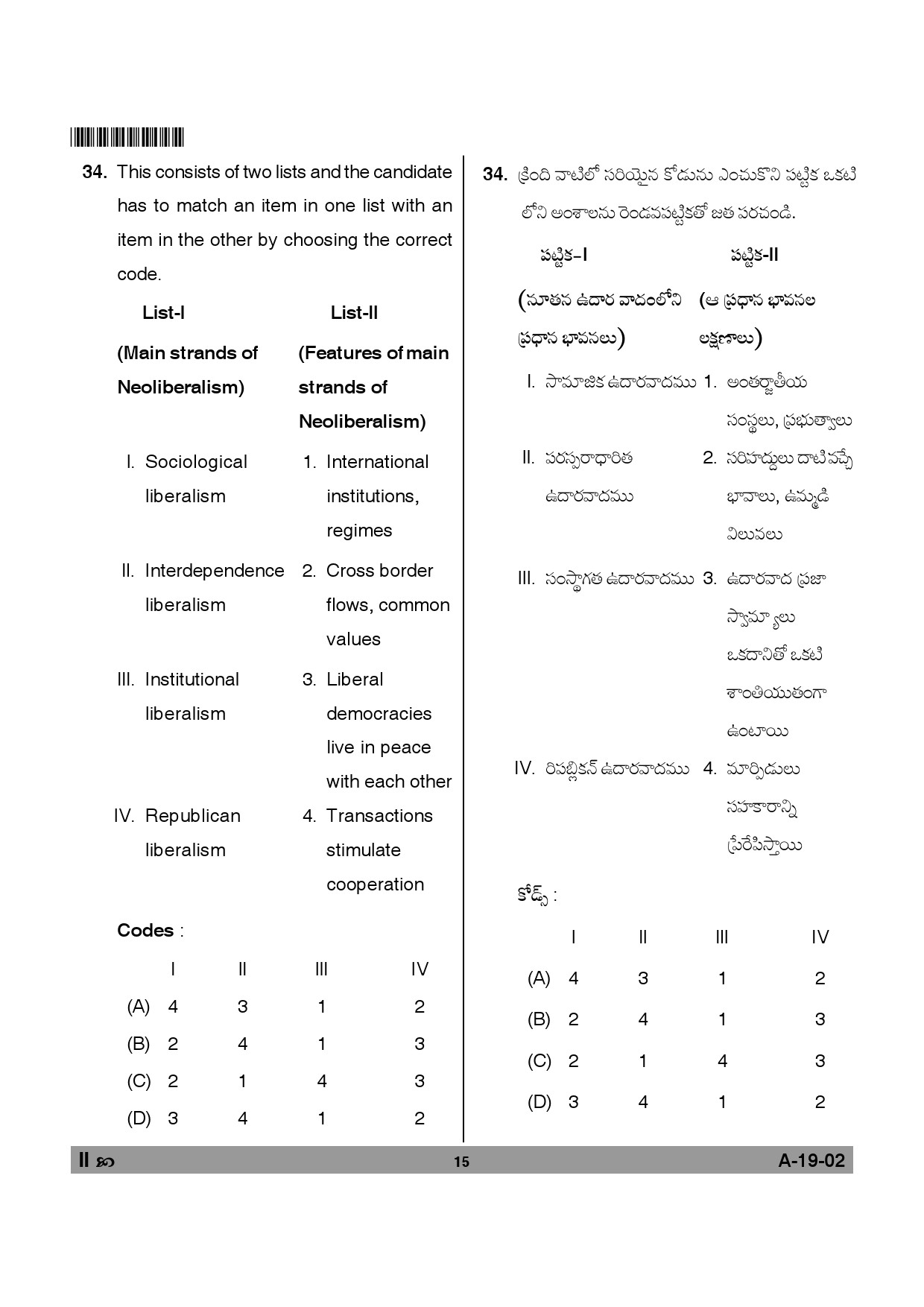 Telangana SET Political Science 2012 Question Paper II 14