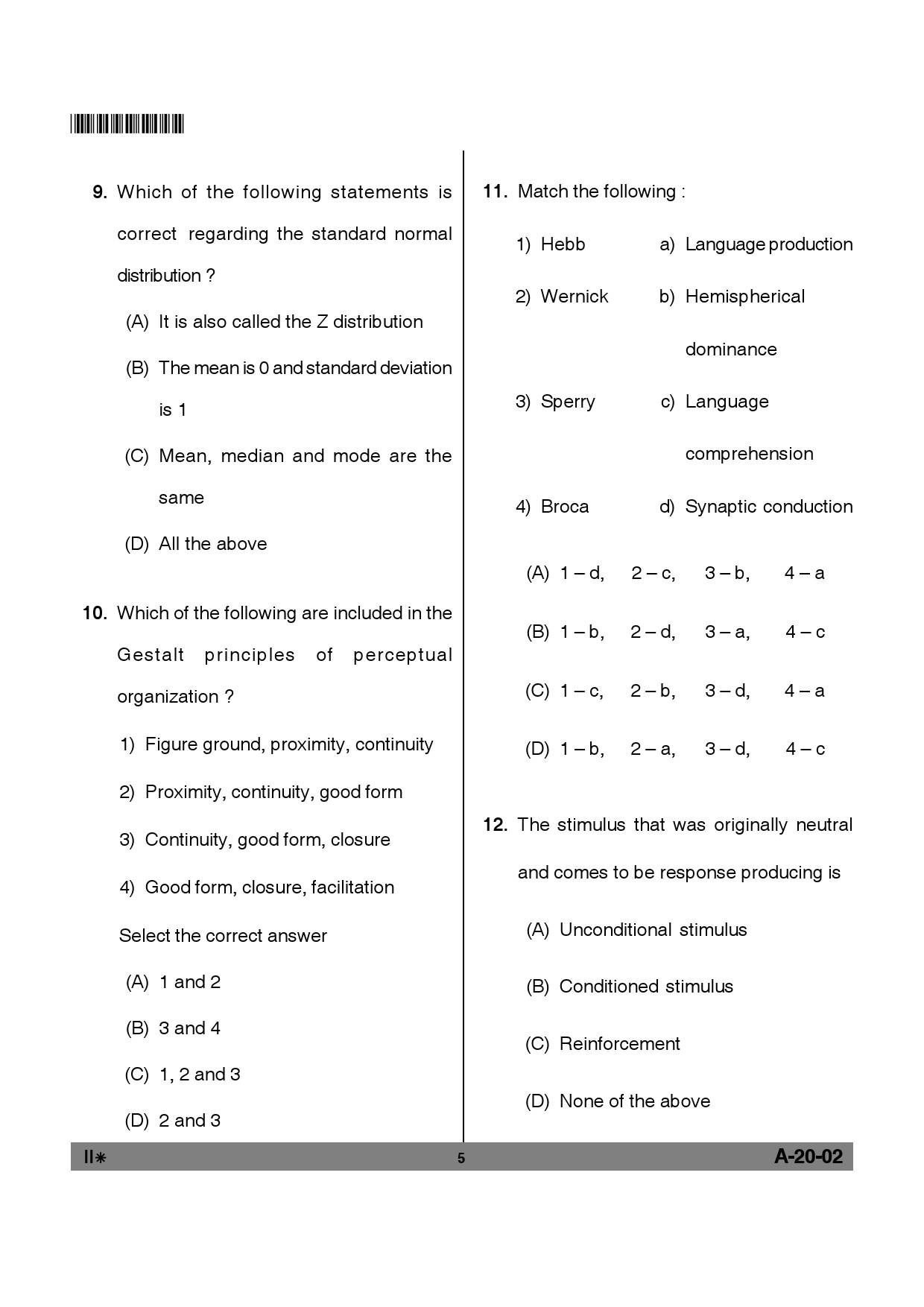 Telangana SET Psychology 2012 Question Paper II 4