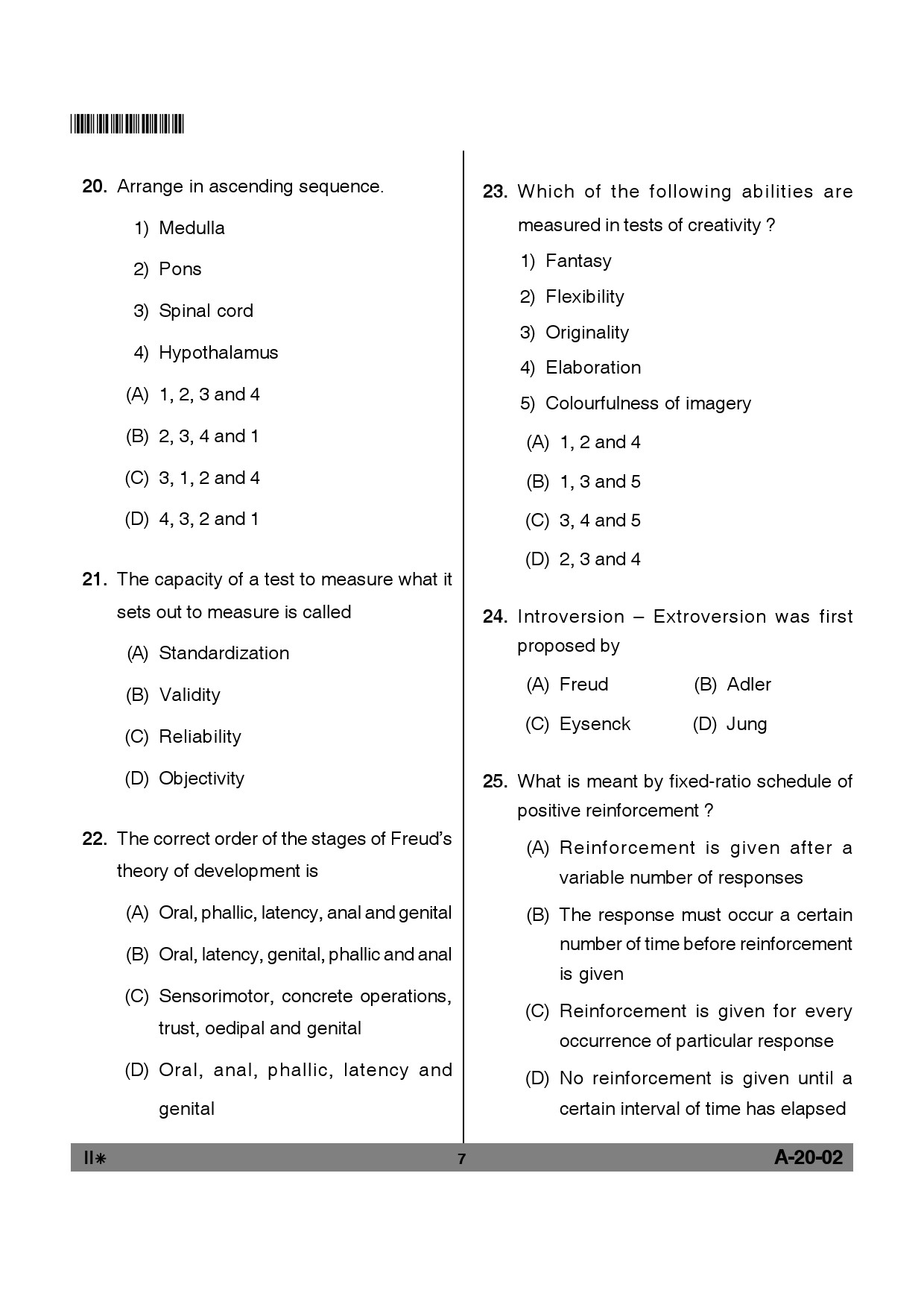 Telangana SET Psychology 2012 Question Paper II 6