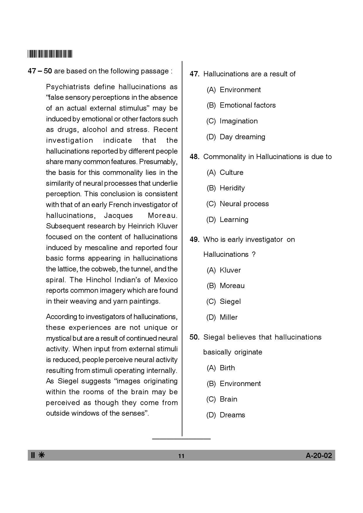 Telangana SET Psychology 2013 Question Paper II 10