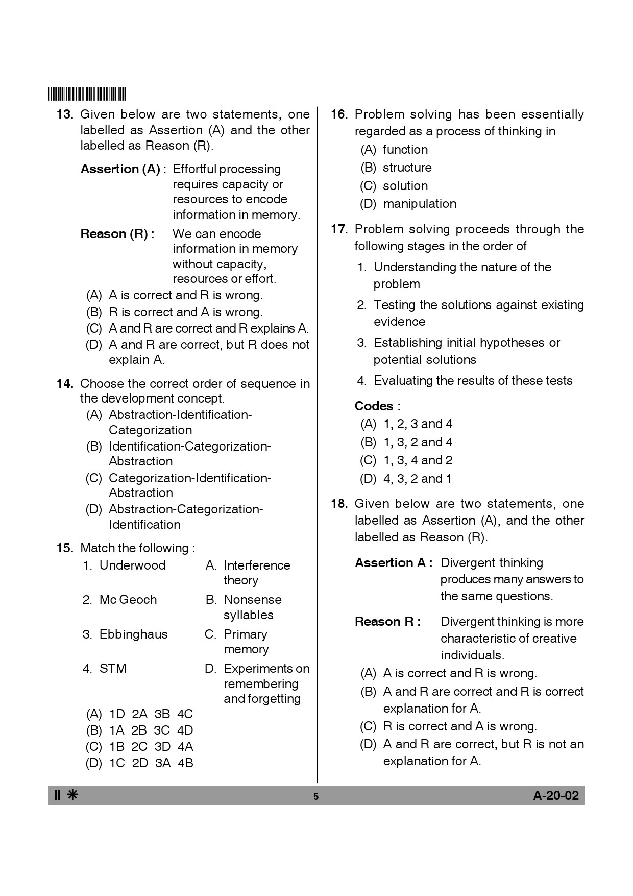 Telangana SET Psychology 2013 Question Paper II 4