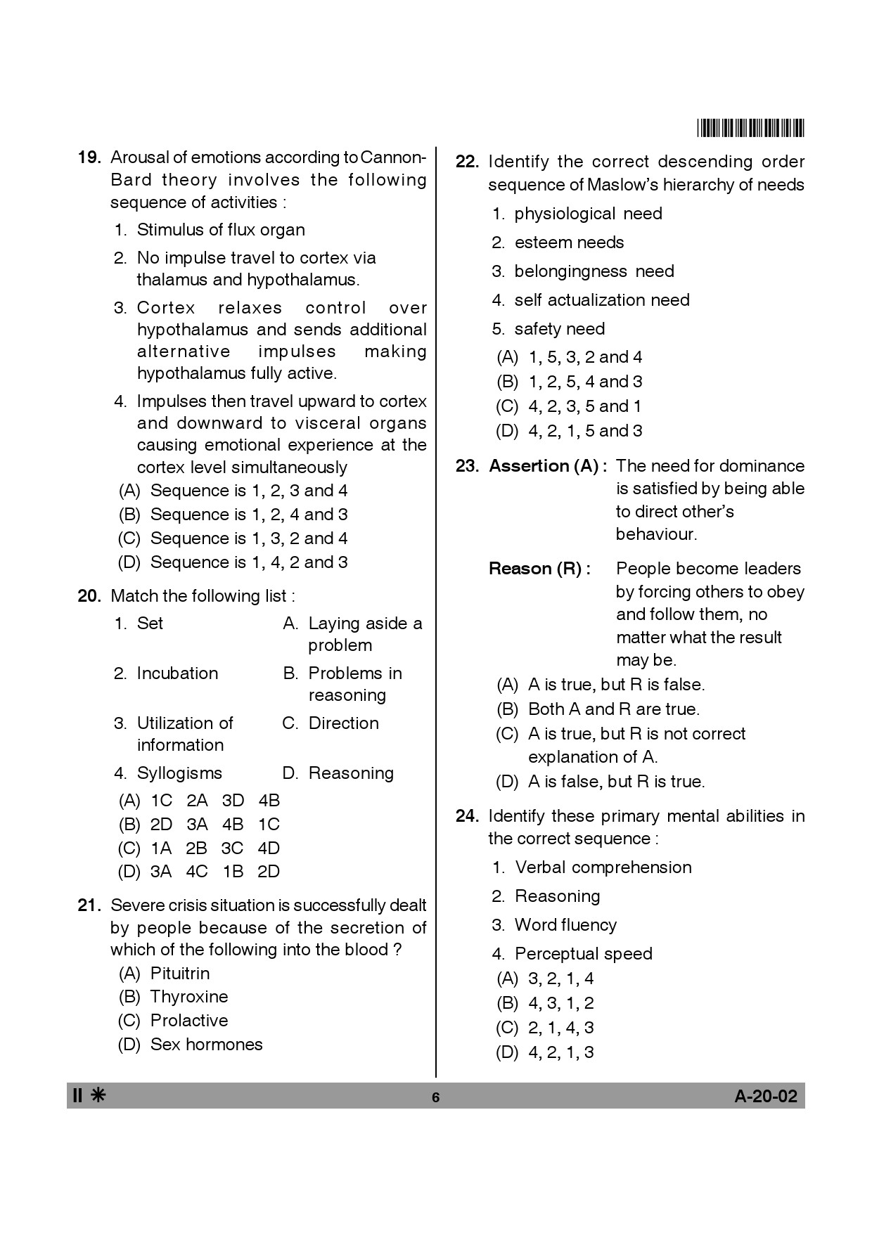 Telangana SET Psychology 2013 Question Paper II 5