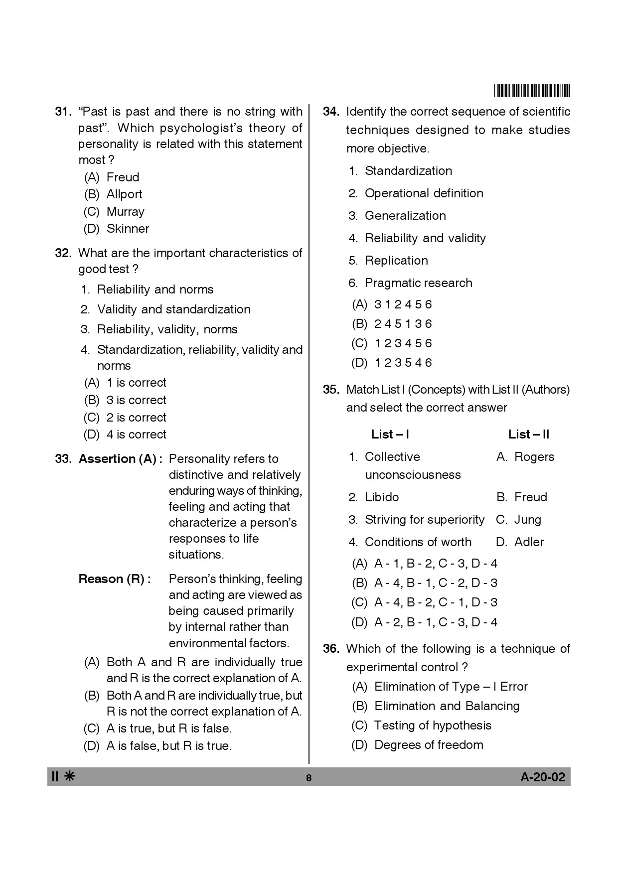 Telangana SET Psychology 2013 Question Paper II 7