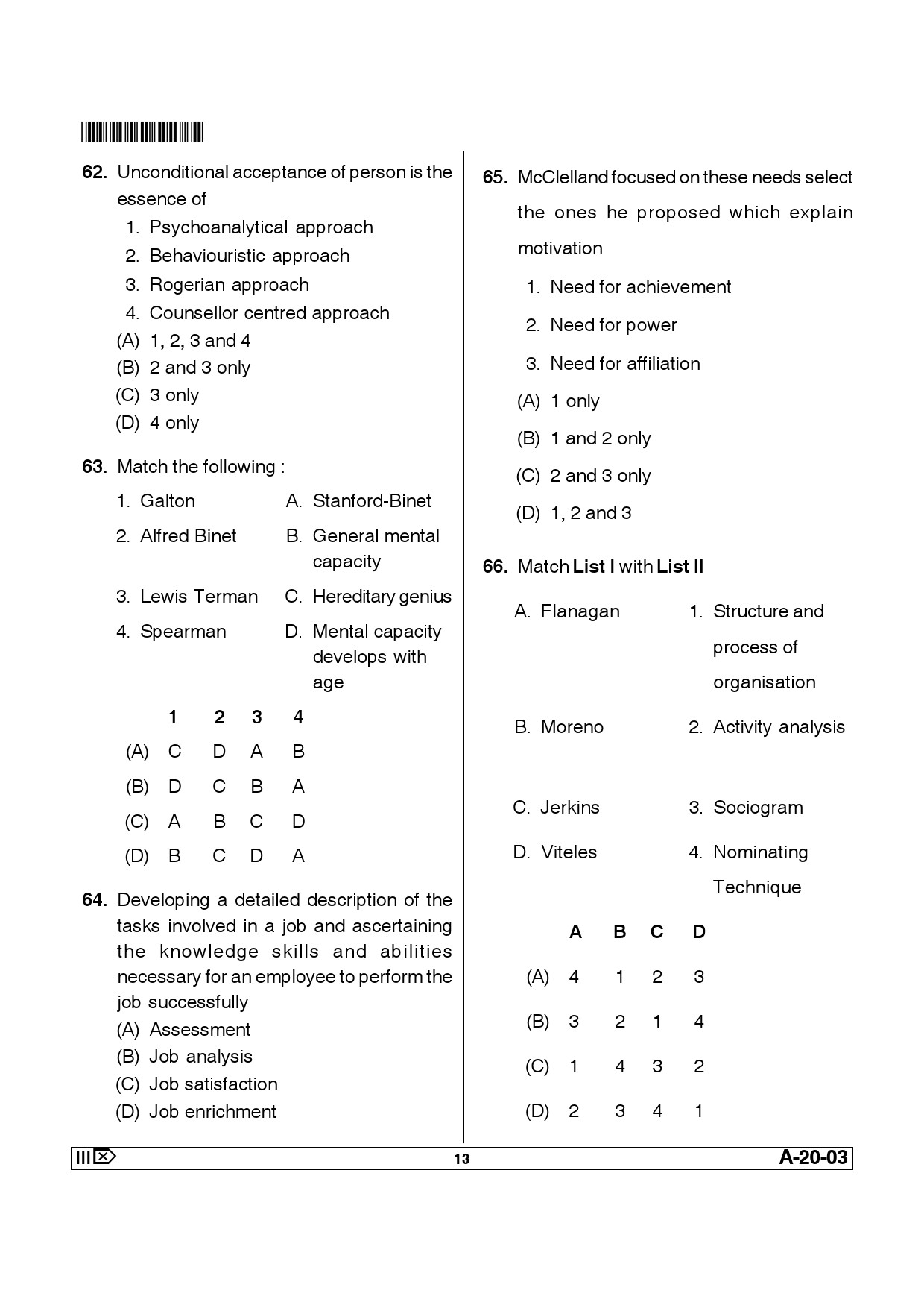 Telangana SET Psychology 2013 Question Paper III 12