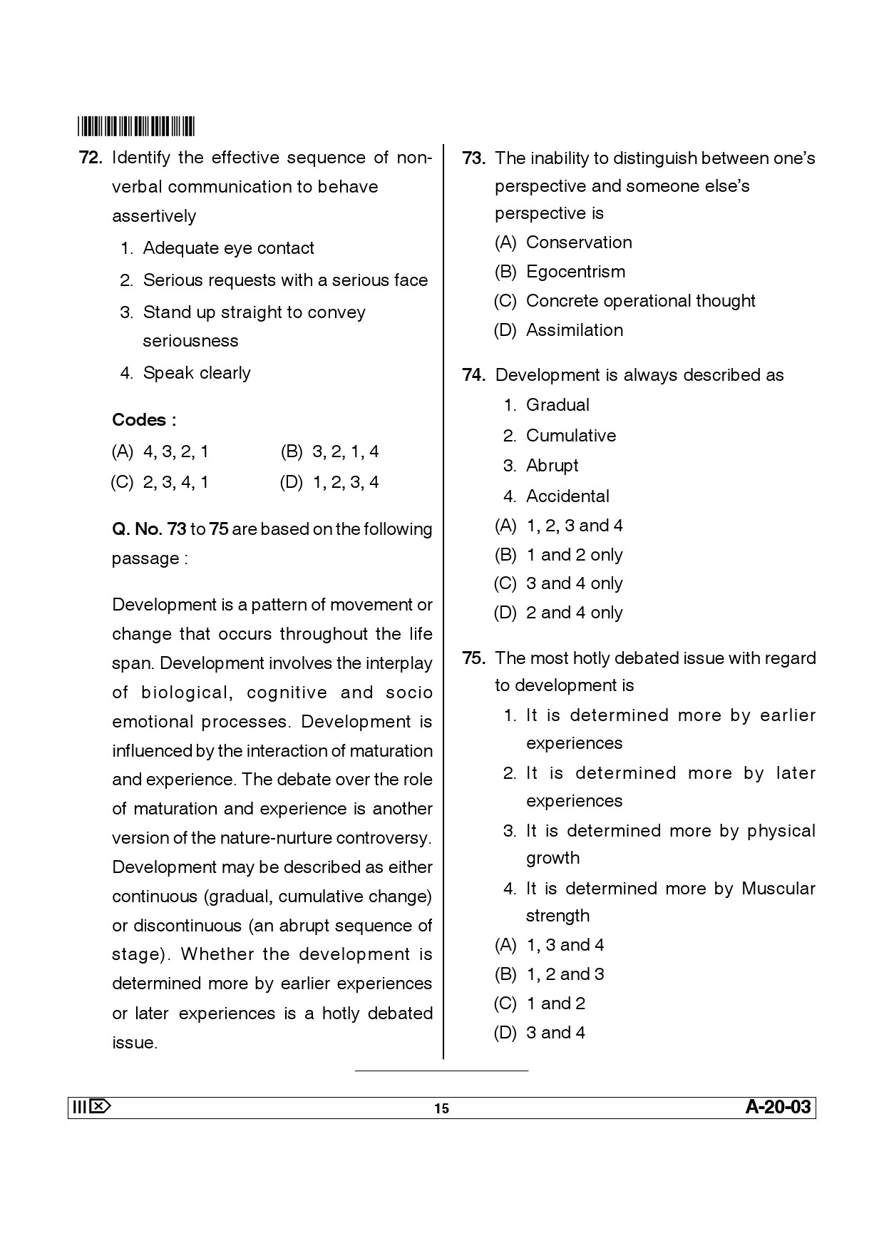 Telangana SET Psychology 2013 Question Paper III 14