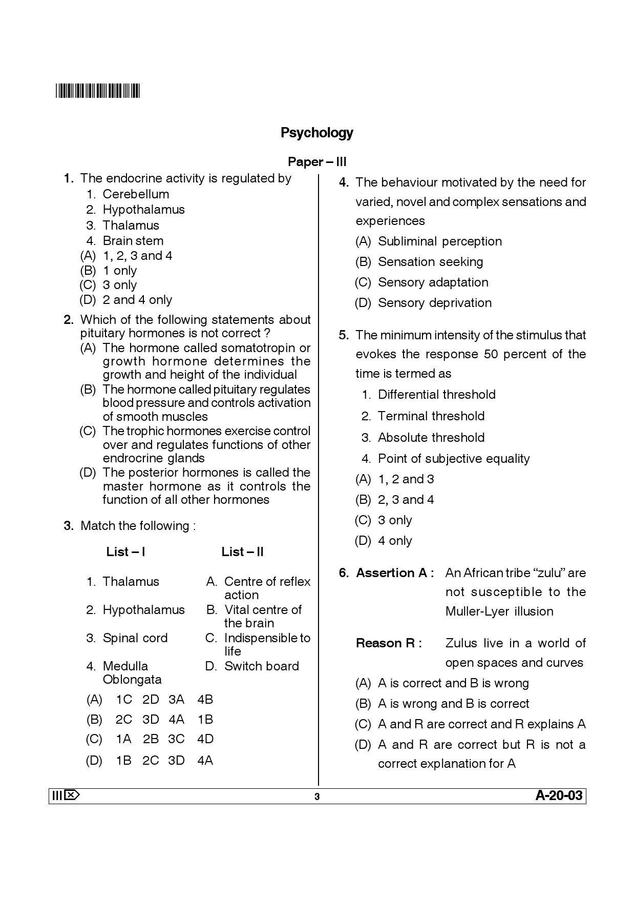 Telangana SET Psychology 2013 Question Paper III 2