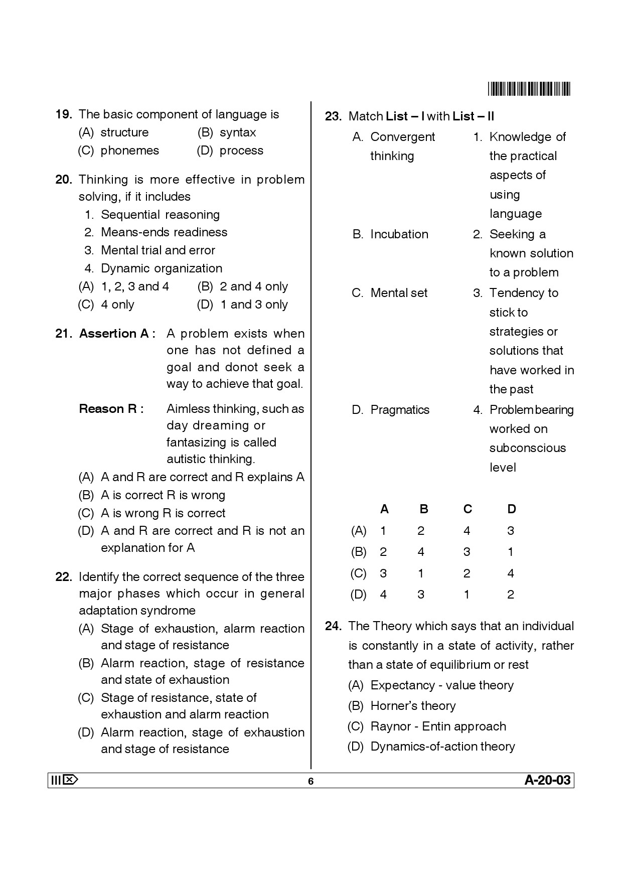 Telangana SET Psychology 2013 Question Paper III 5