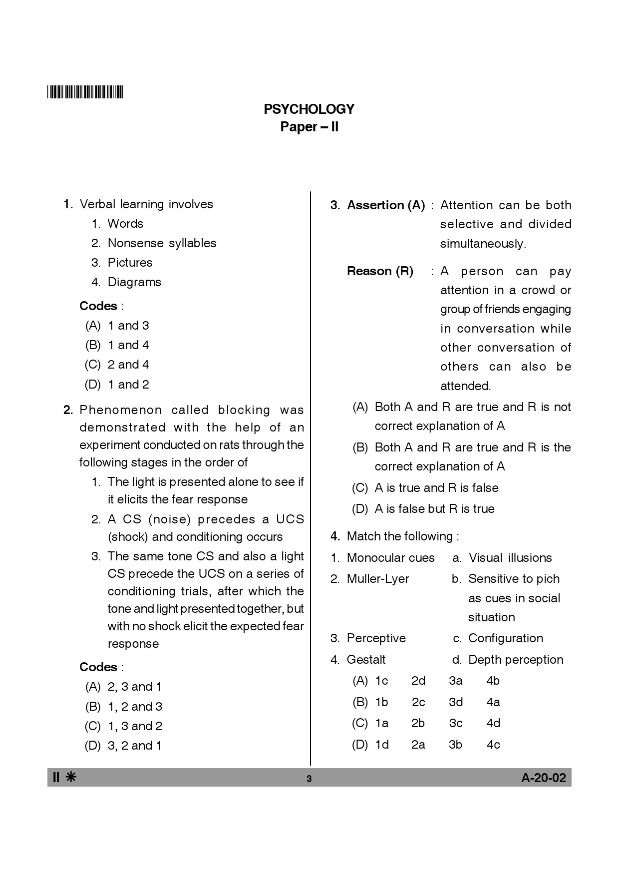 Telangana SET Psychology 2014 Question Paper II 2