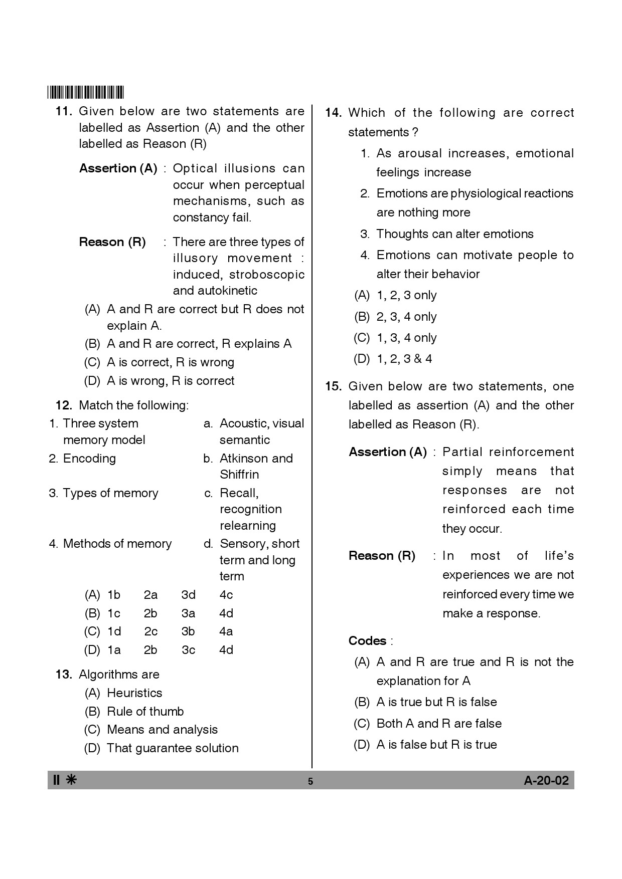 Telangana SET Psychology 2014 Question Paper II 4