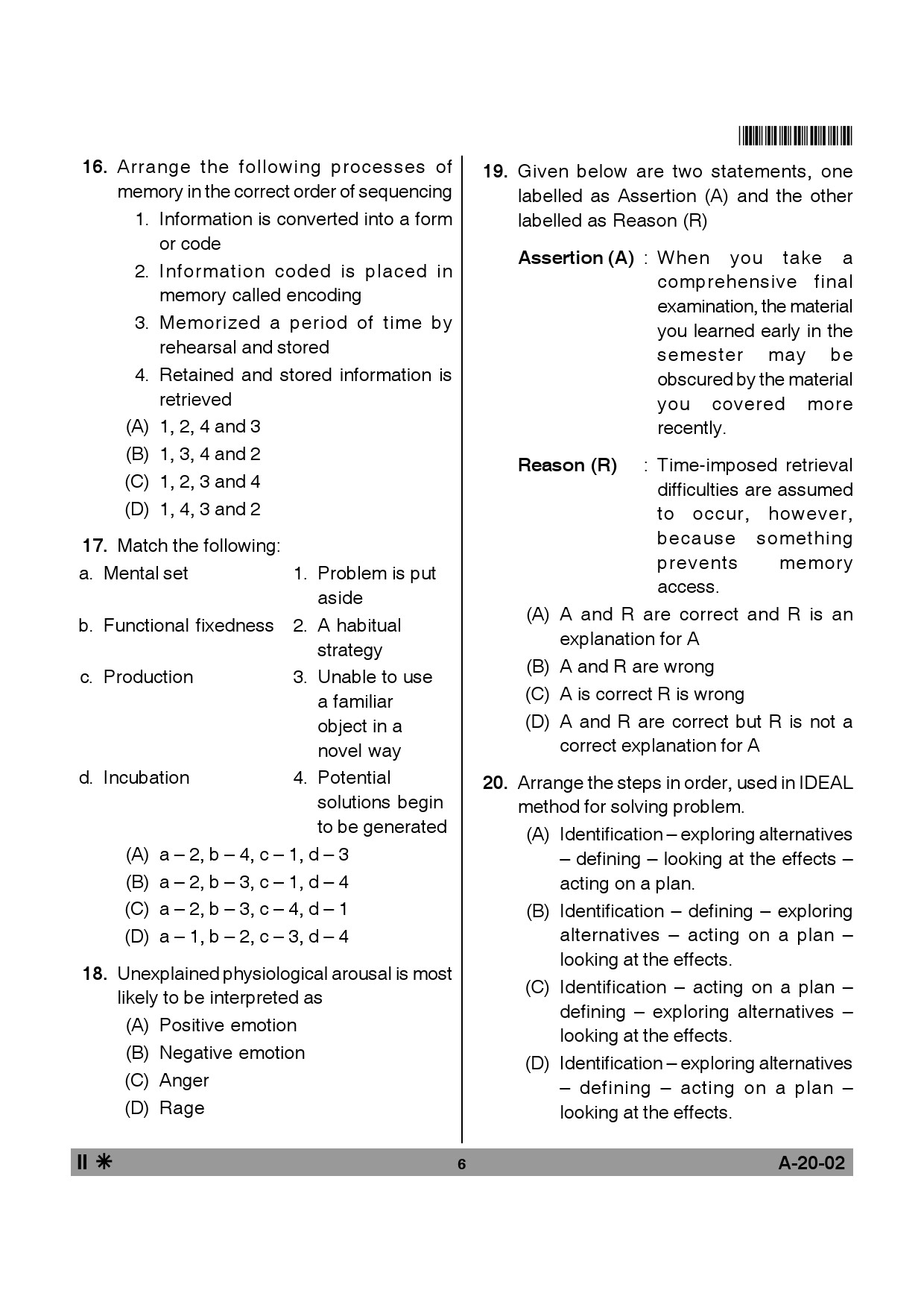 Telangana SET Psychology 2014 Question Paper II 5