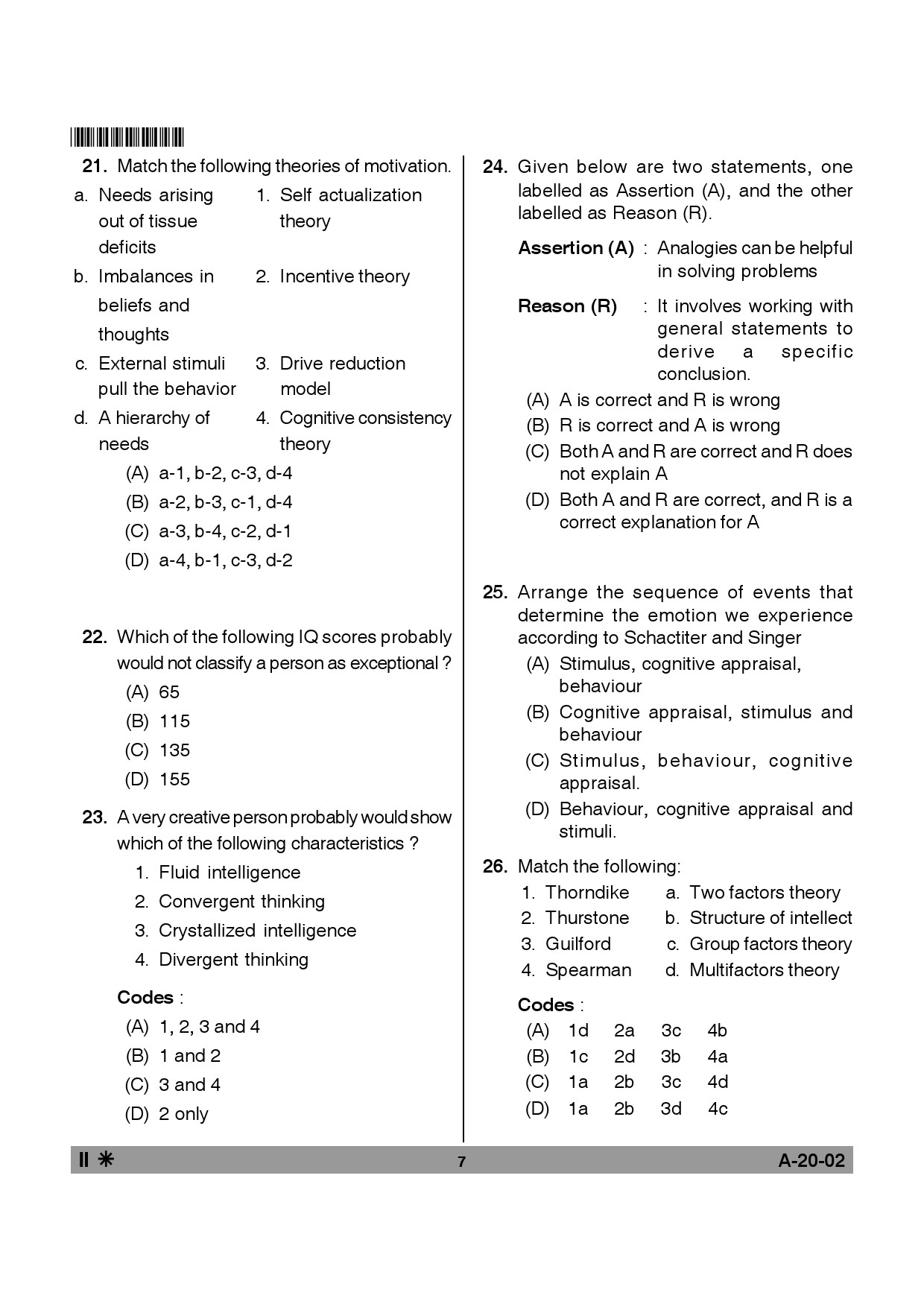 Telangana SET Psychology 2014 Question Paper II 6