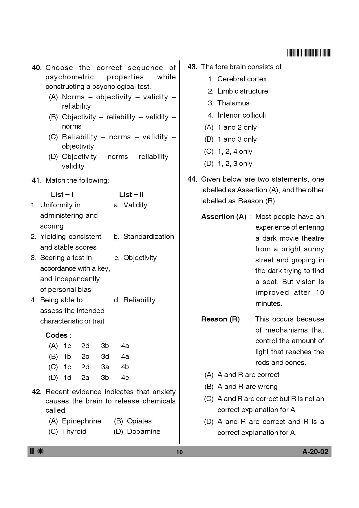 Telangana SET Psychology 2014 Question Paper II 9