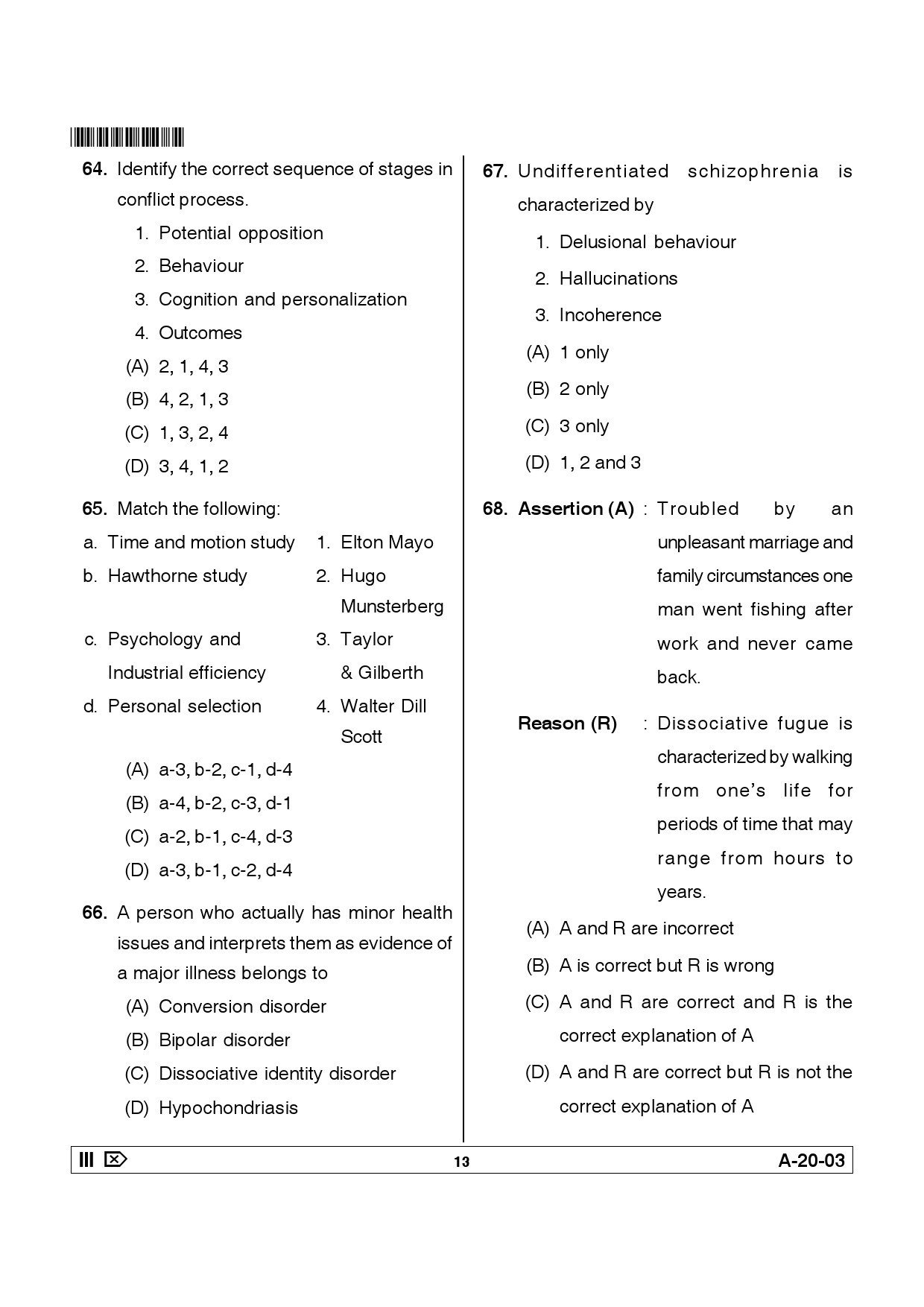 Telangana SET Psychology 2014 Question Paper III 12