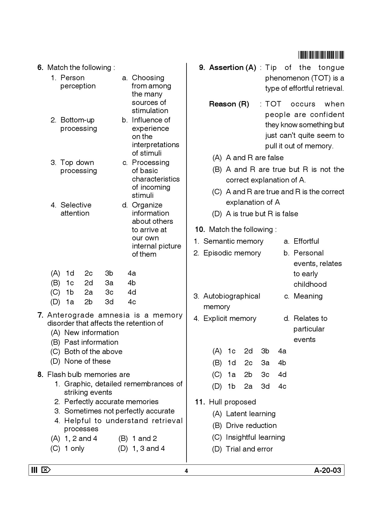 Telangana SET Psychology 2014 Question Paper III 3