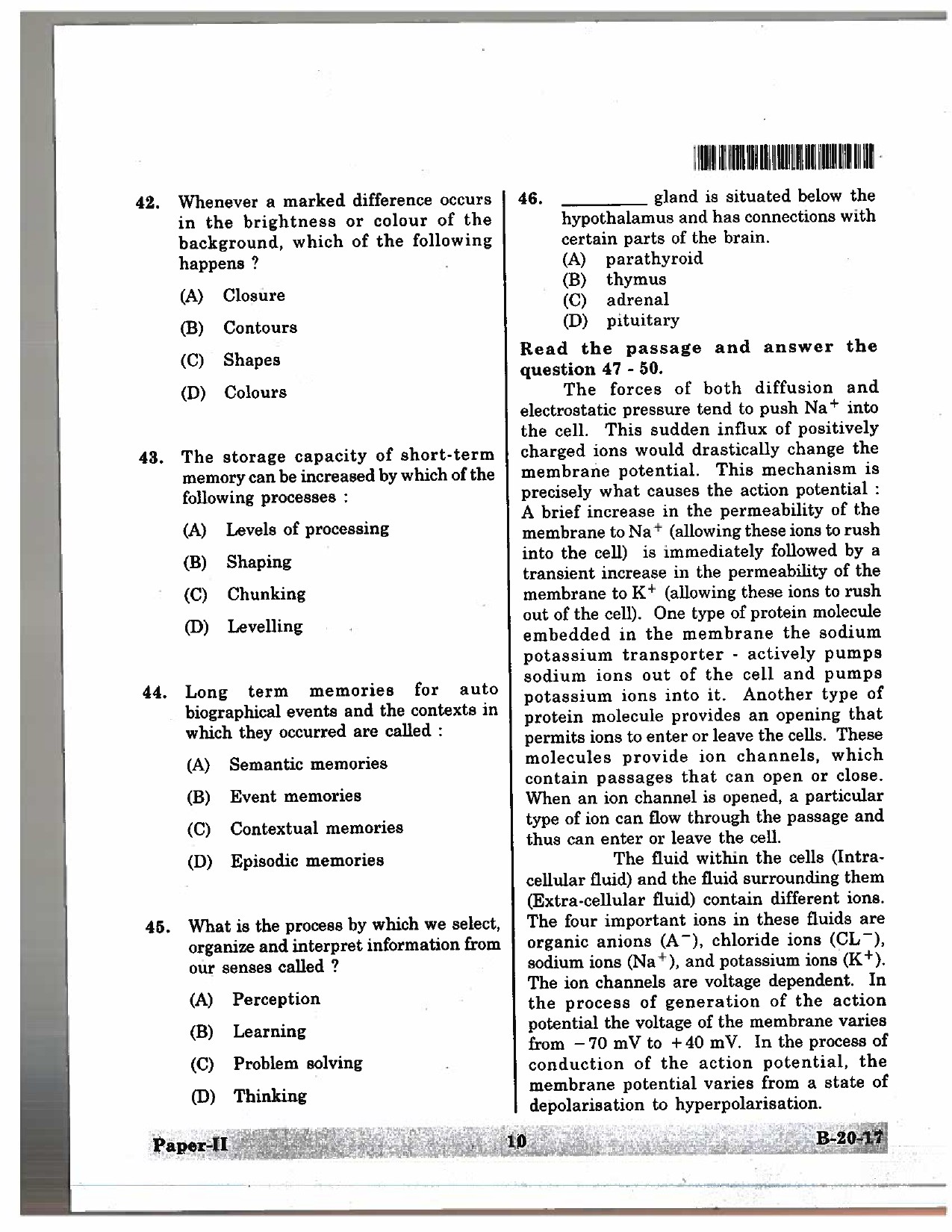 Telangana SET Psychology 2017 Question Paper II 9