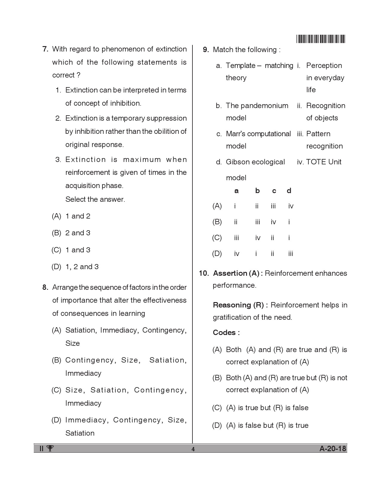 Telangana SET Psychology 2018 Question Paper II 3