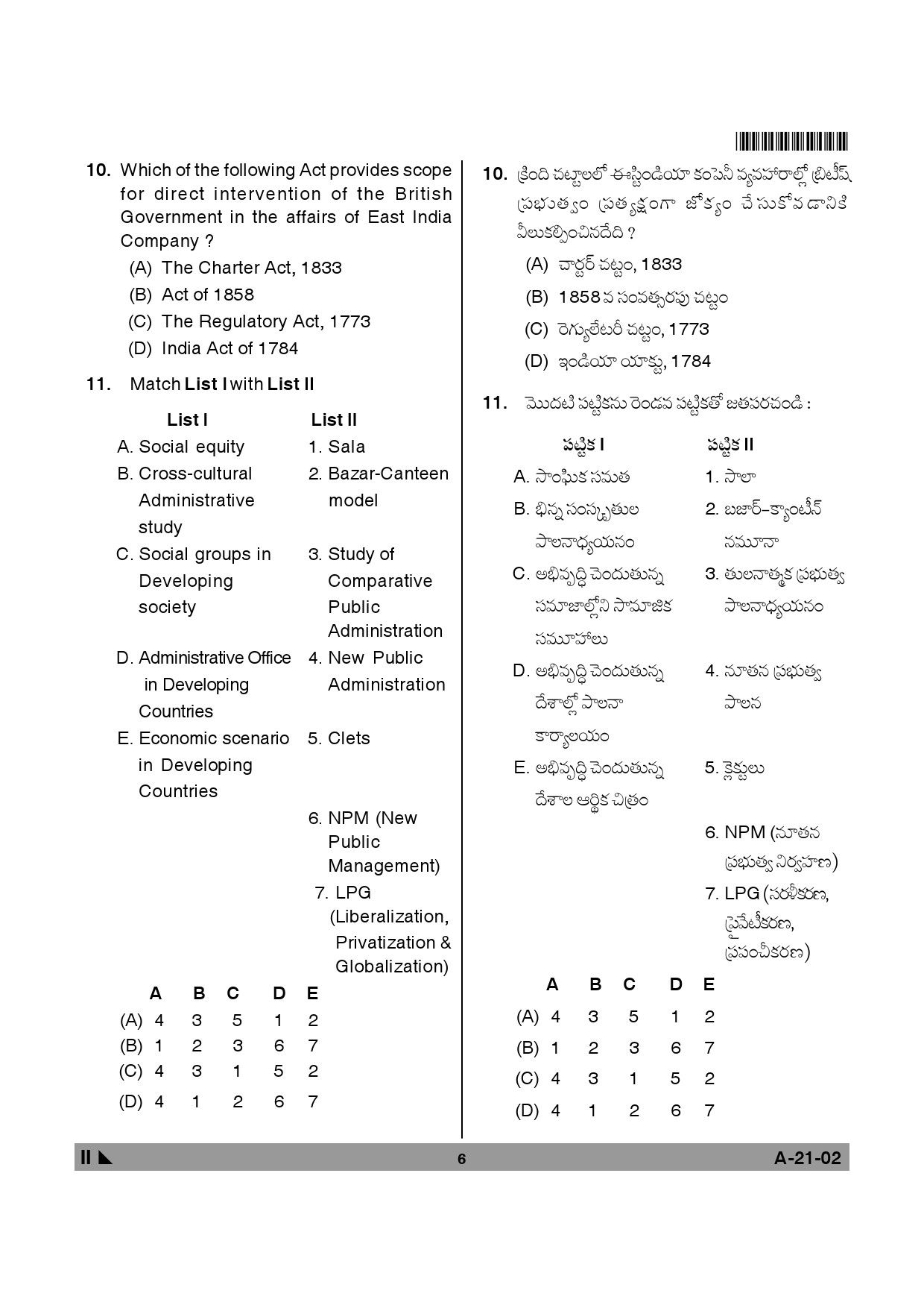 Telangana SET Public Administration 2013 Question Paper II 5