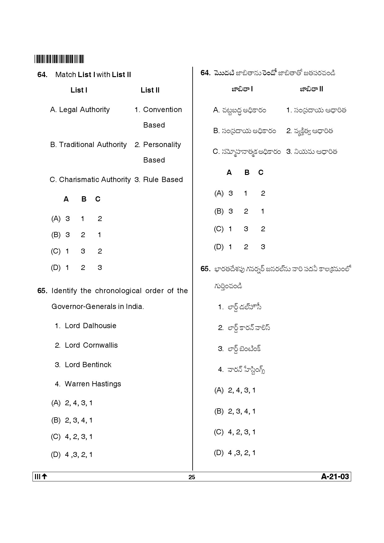 Telangana SET Public Administration 2013 Question Paper III 24