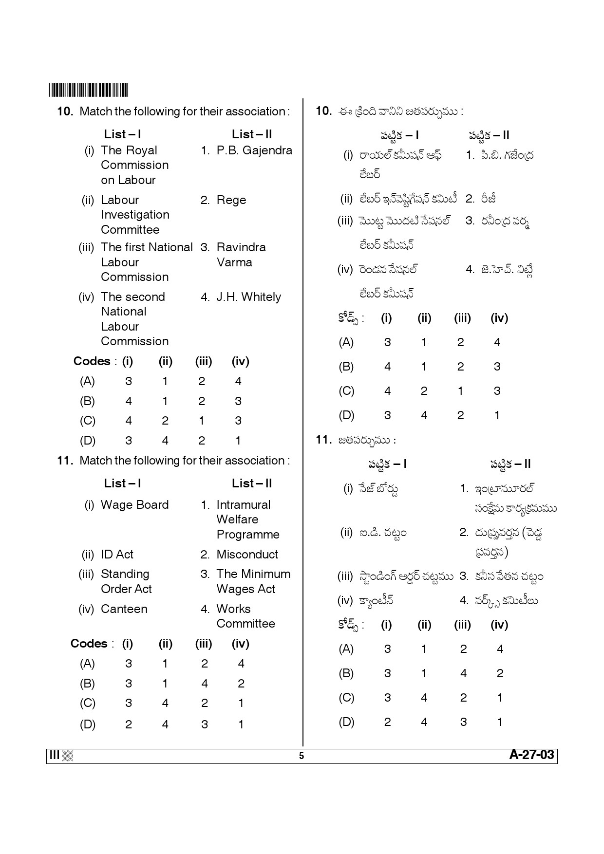 Telangana SET Social Work 2014 Question Paper III 4