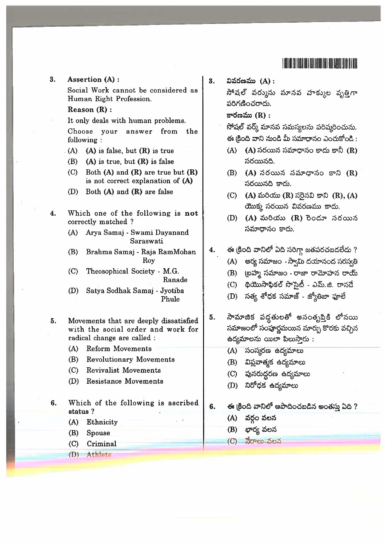 Telangana SET Social Work 2017 Question Paper II 3