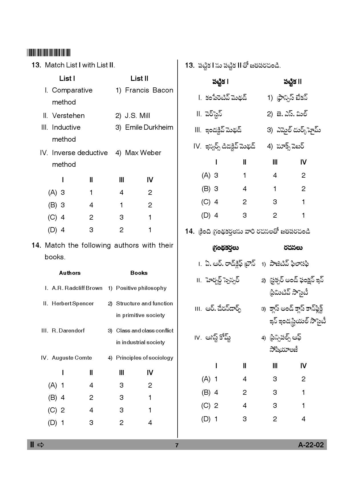 Telangana SET Sociology 2013 Question Paper II 6