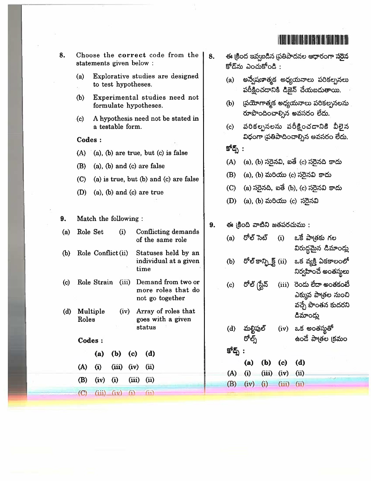 Telangana SET Sociology 2017 Question Paper II 5